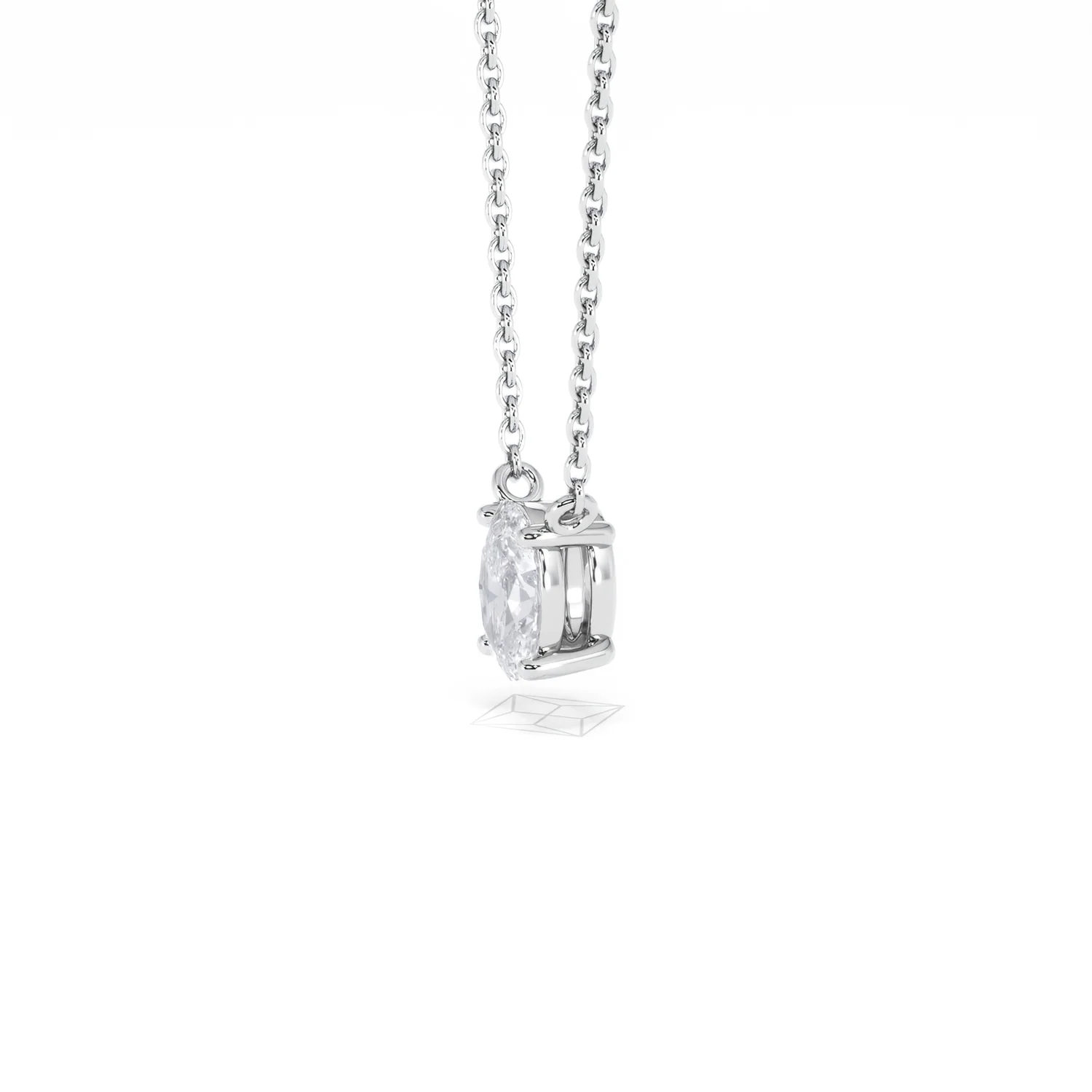 Wanderlust Floating Oval Cut Lab Diamond Solitaire Necklace 0.50ct H/SI in 9K White Gold - Image 75