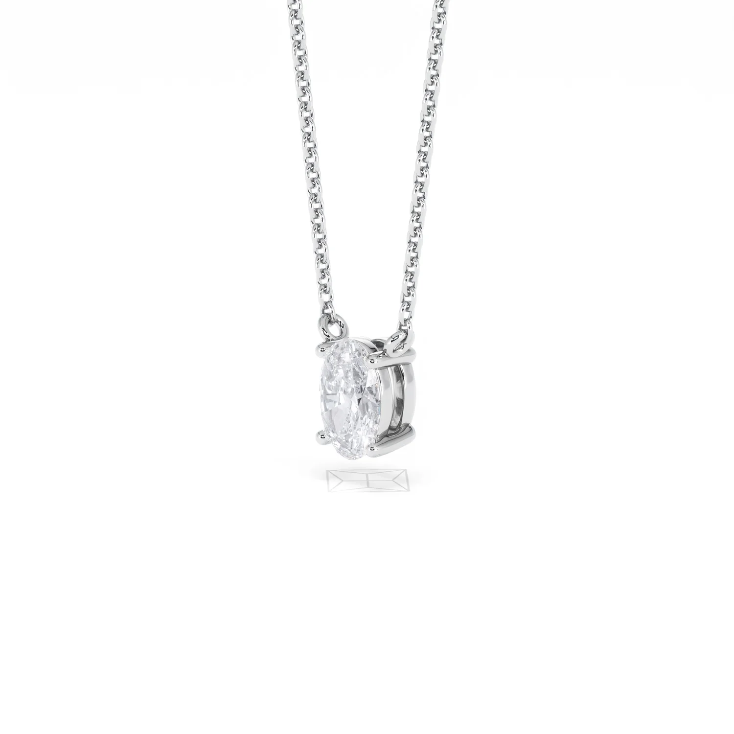 Wanderlust Floating Oval Cut Lab Diamond Solitaire Necklace 0.50ct H/SI in 9K White Gold - Image 80