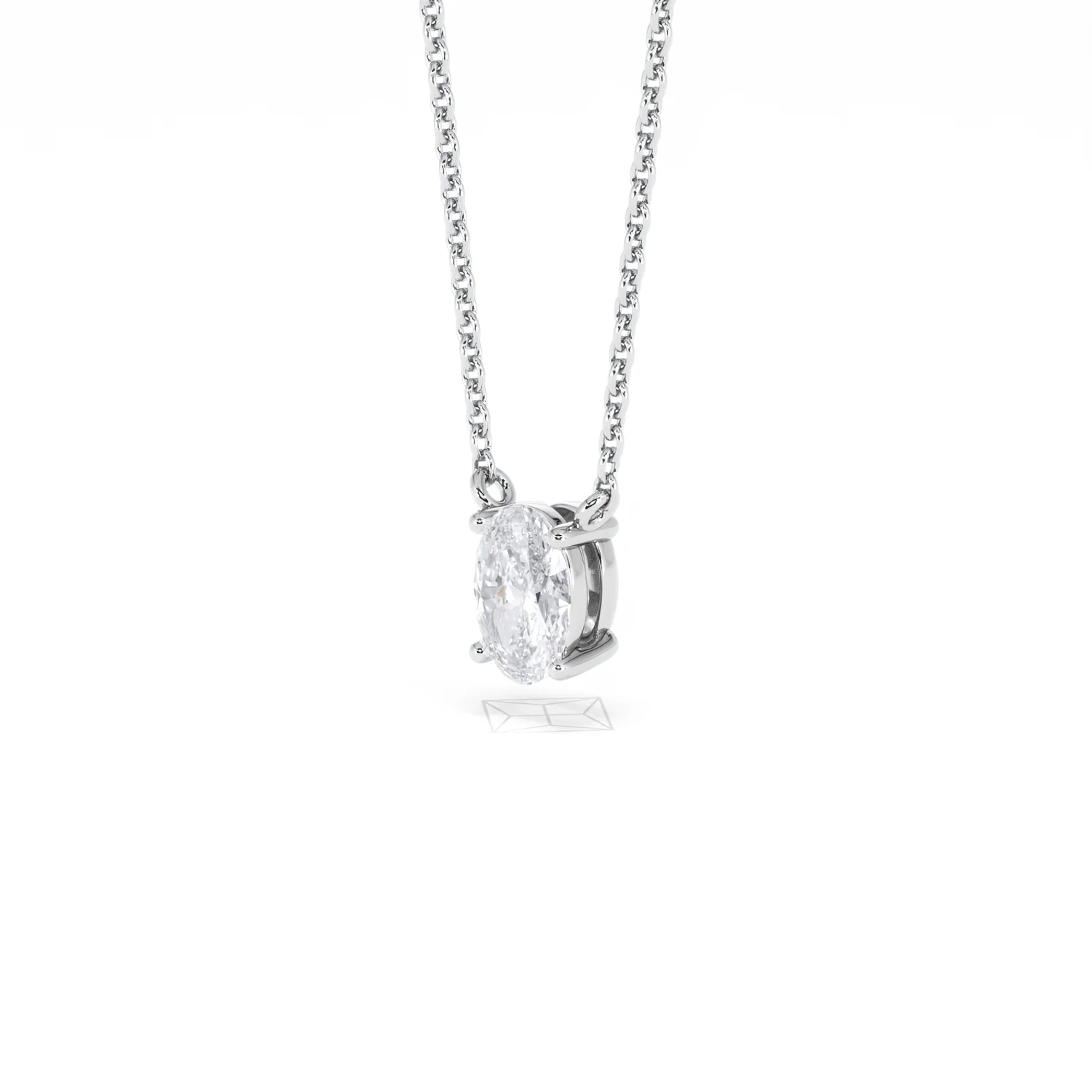 Wanderlust Floating Oval Cut Lab Diamond Solitaire Necklace 0.50ct H/SI in 9K White Gold - Image 81