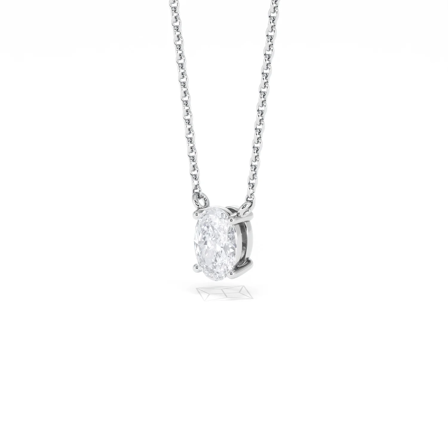 Wanderlust Floating Oval Cut Lab Diamond Solitaire Necklace 0.50ct H/SI in 9K White Gold - Image 82