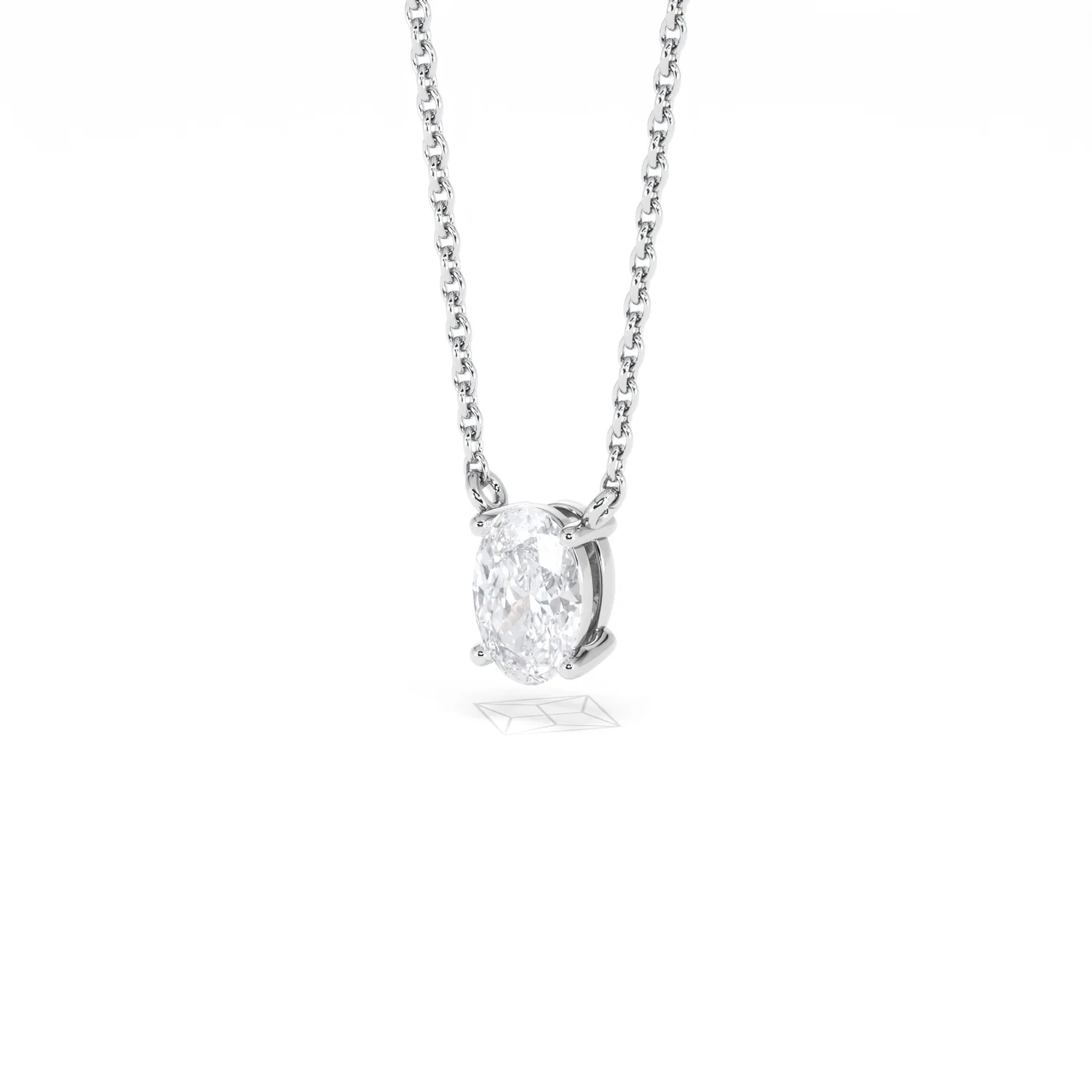 Wanderlust Floating Oval Cut Lab Diamond Solitaire Necklace 0.50ct H/SI in 9K White Gold - Image 83