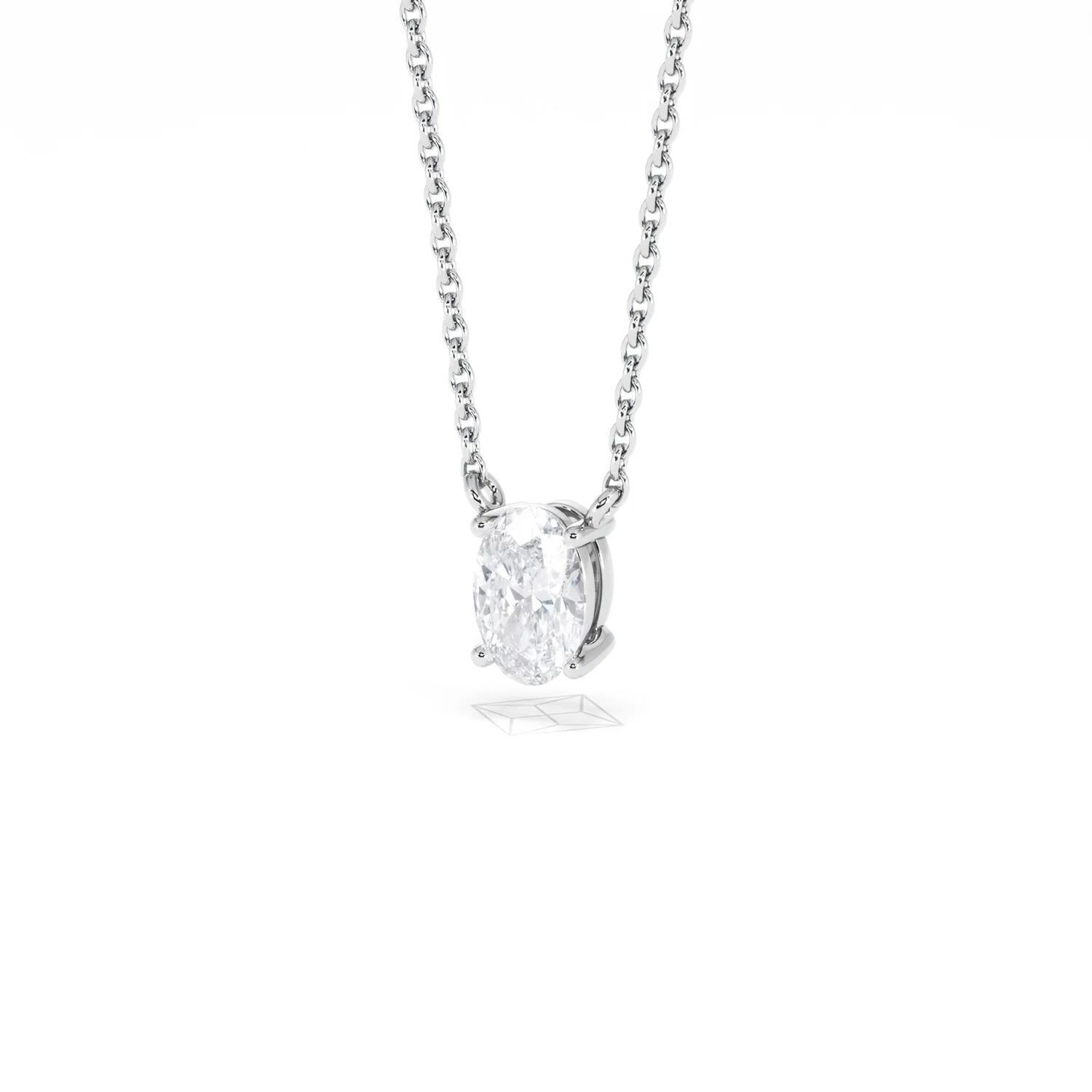 Wanderlust Floating Oval Cut Lab Diamond Solitaire Necklace 0.50ct H/SI in 9K White Gold - Image 84