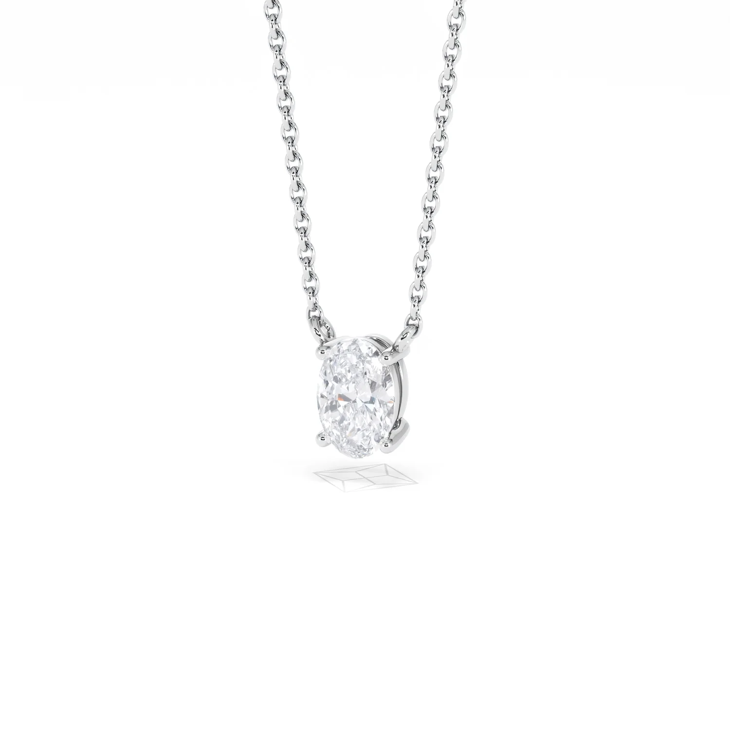 Wanderlust Floating Oval Cut Lab Diamond Solitaire Necklace 0.50ct H/SI in 9K White Gold - Image 85