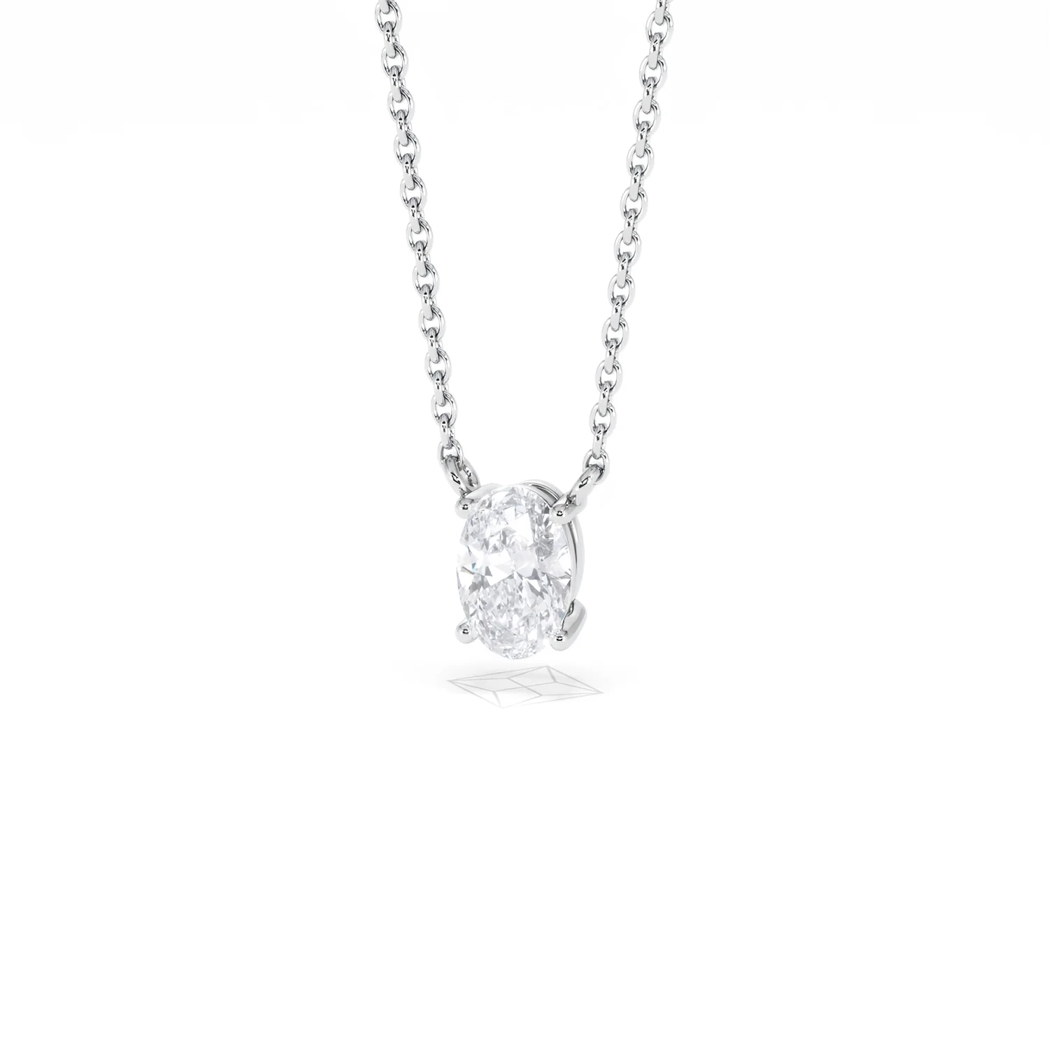 Wanderlust Floating Oval Cut Lab Diamond Solitaire Necklace 0.50ct H/SI in 9K White Gold - Image 86