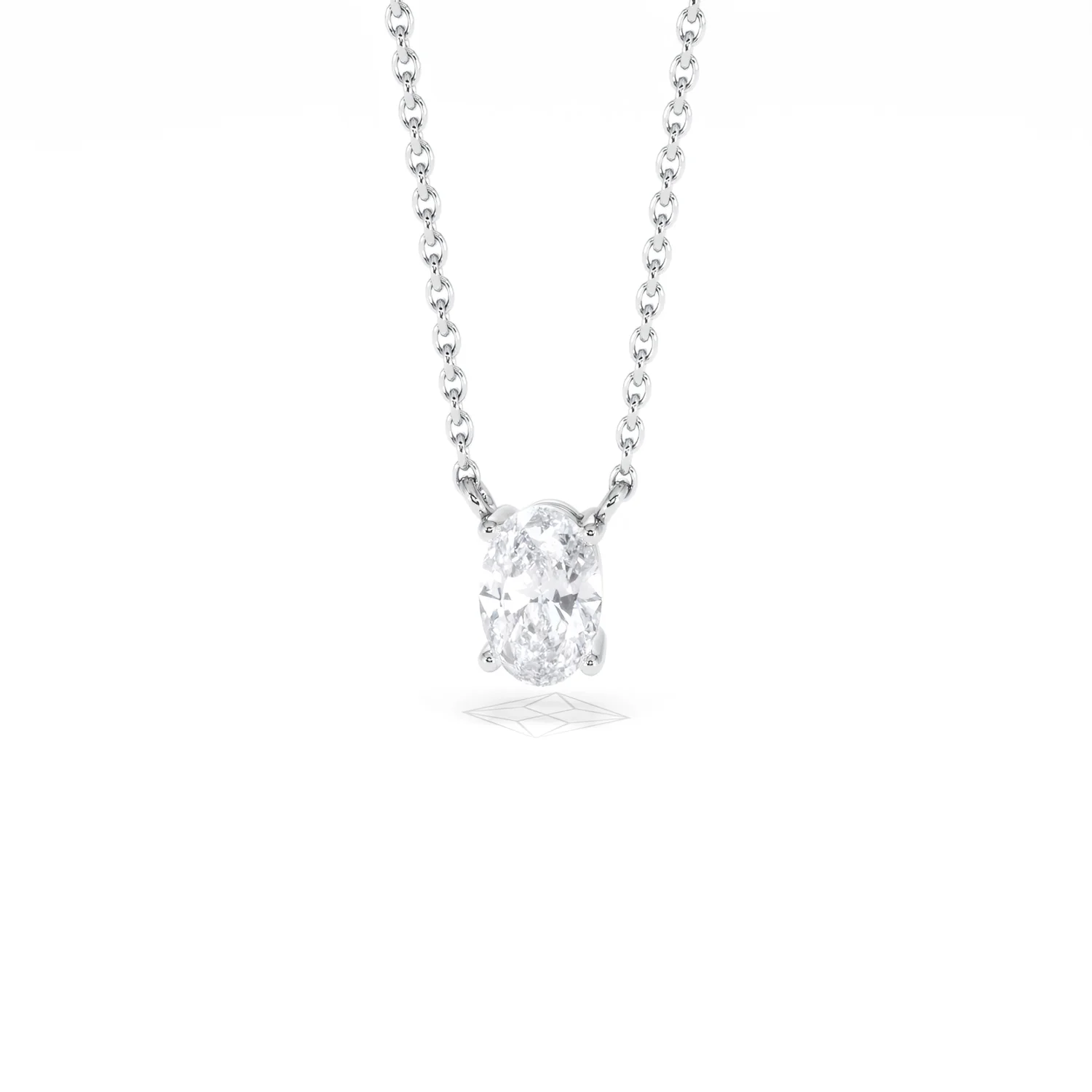 Wanderlust Floating Oval Cut Lab Diamond Solitaire Necklace 0.50ct H/SI in 9K White Gold - Image 88
