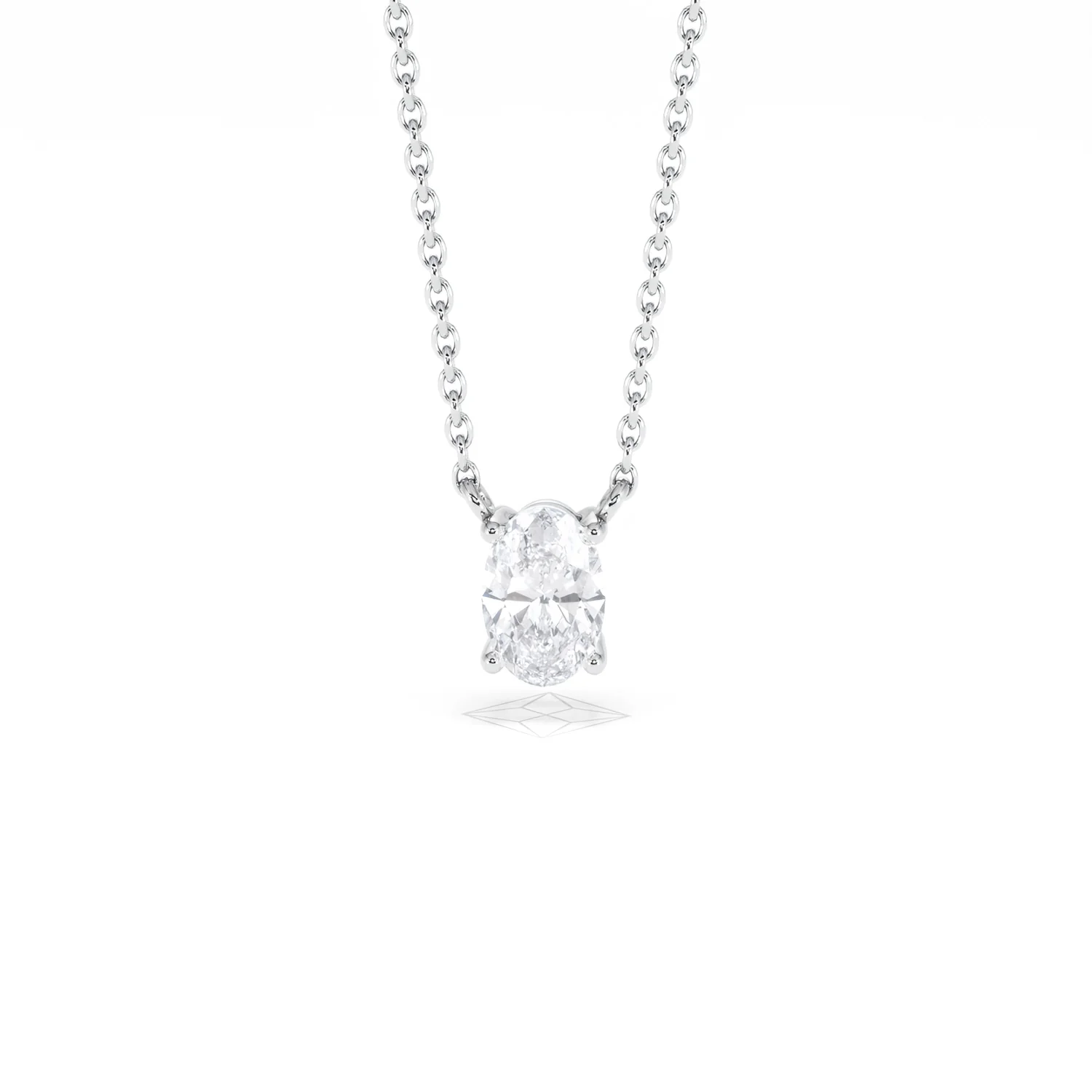 Wanderlust Floating Oval Cut Lab Diamond Solitaire Necklace 0.50ct H/SI in 9K White Gold - Image 89