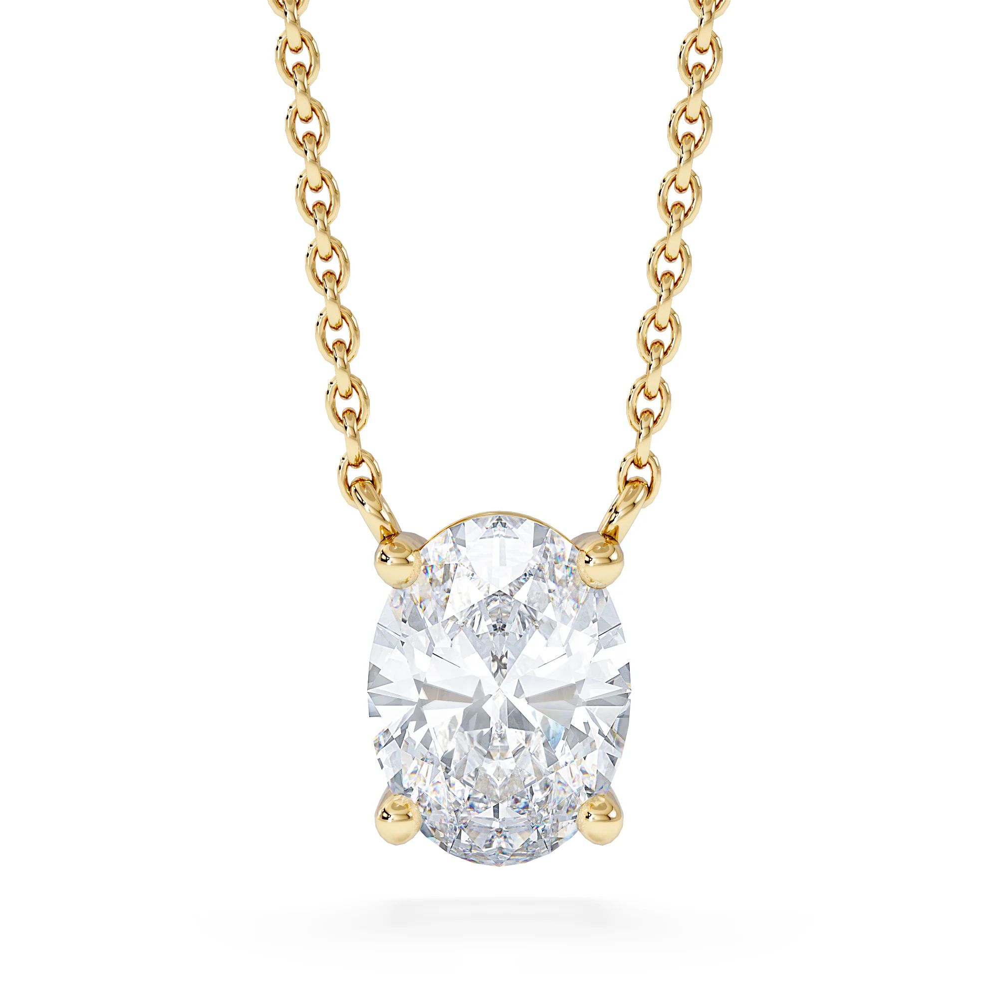 Wanderlust Floating Oval Cut Lab Diamond Solitaire Necklace 1.00ct H/SI in 9K Gold