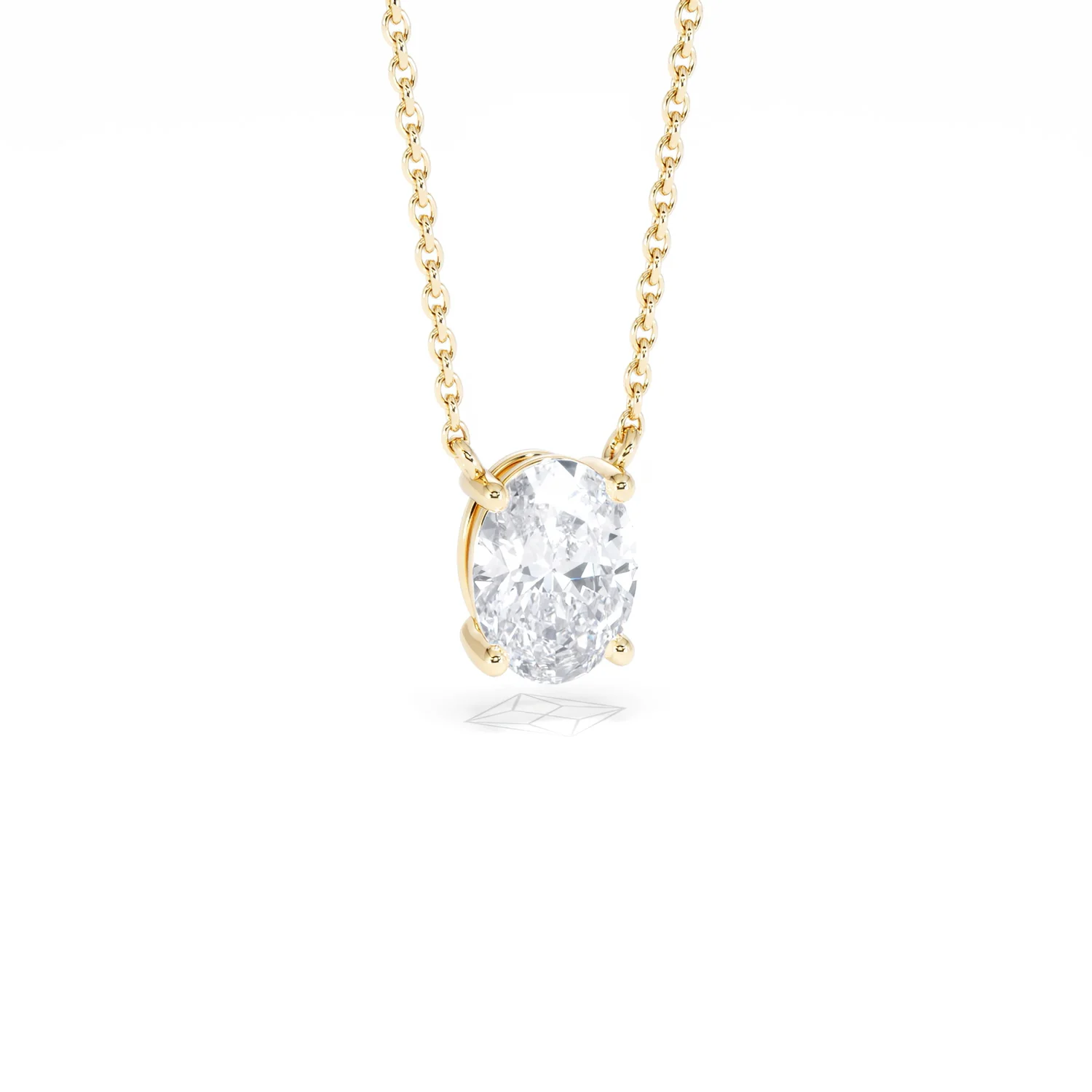 Wanderlust Floating Oval Cut Lab Diamond Solitaire Necklace 1.00ct H/SI in 9K Gold - Image 15