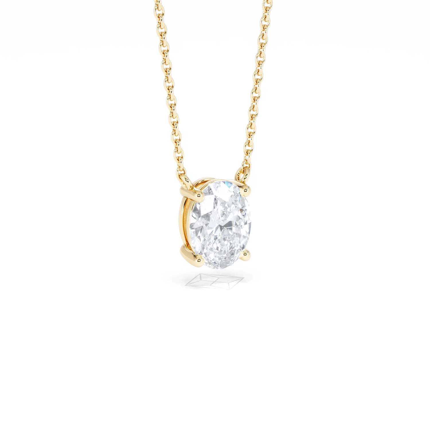 Wanderlust Floating Oval Cut Lab Diamond Solitaire Necklace 1.00ct H/SI in 9K Gold - Image 17