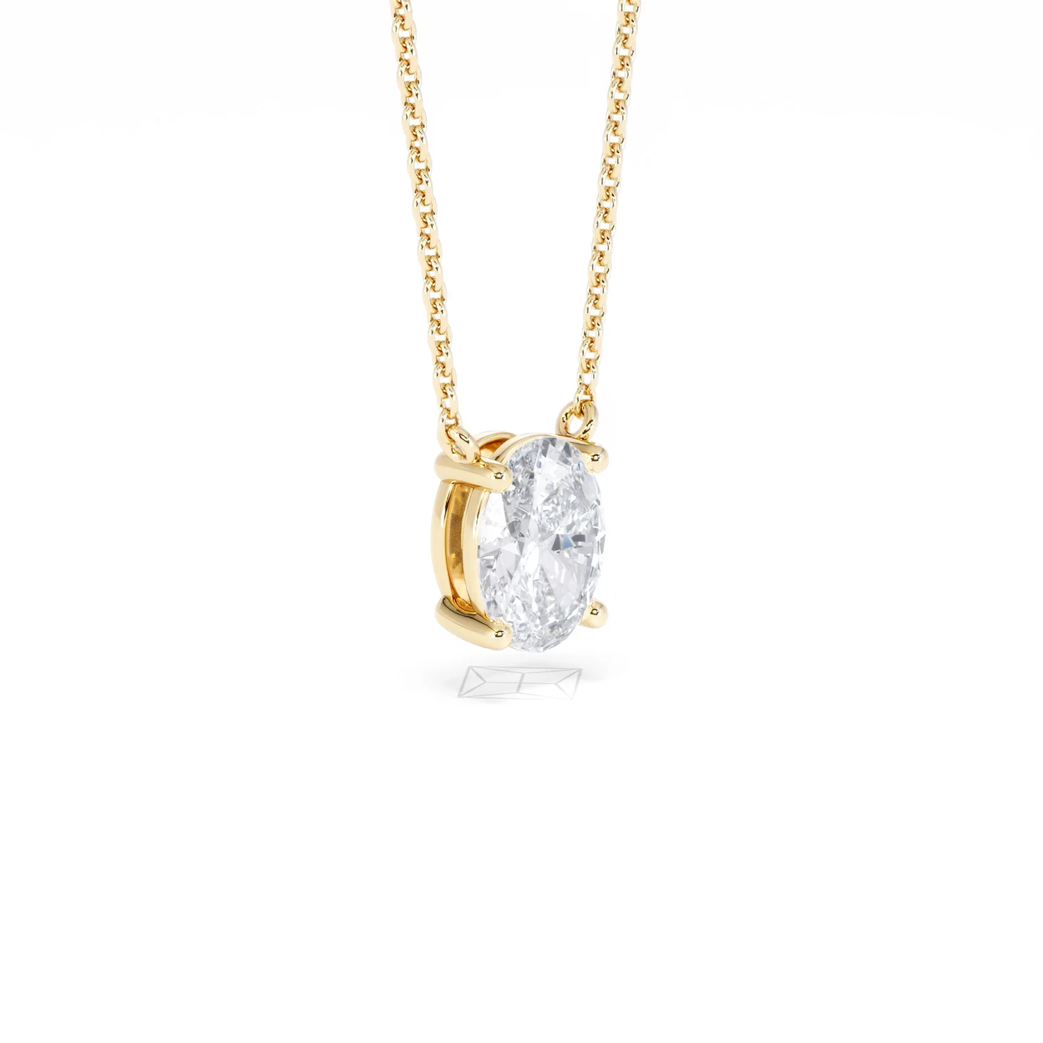 Wanderlust Floating Oval Cut Lab Diamond Solitaire Necklace 1.00ct H/SI in 9K Gold - Image 20