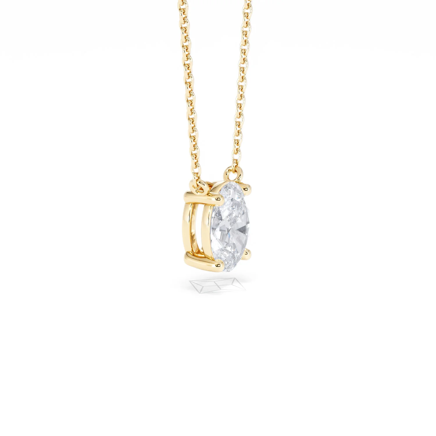 Wanderlust Floating Oval Cut Lab Diamond Solitaire Necklace 1.00ct H/SI in 9K Gold - Image 24