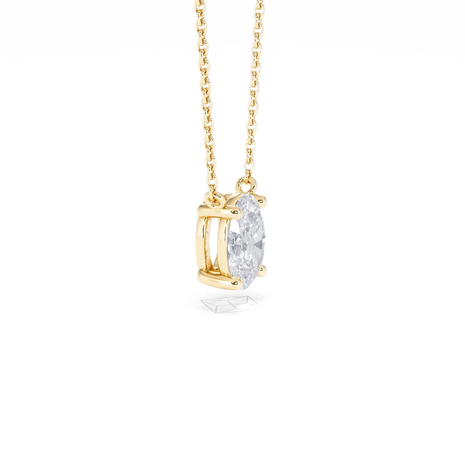 Wanderlust Floating Oval Cut Lab Diamond Solitaire Necklace 1.00ct H/SI in 9K Gold - Image 25