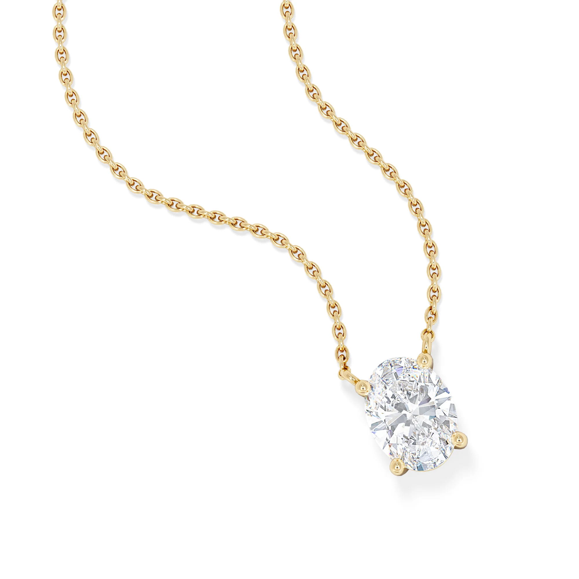 Wanderlust Floating Oval Cut Lab Diamond Solitaire Necklace 1.00ct H/SI in 9K Gold - Image 3