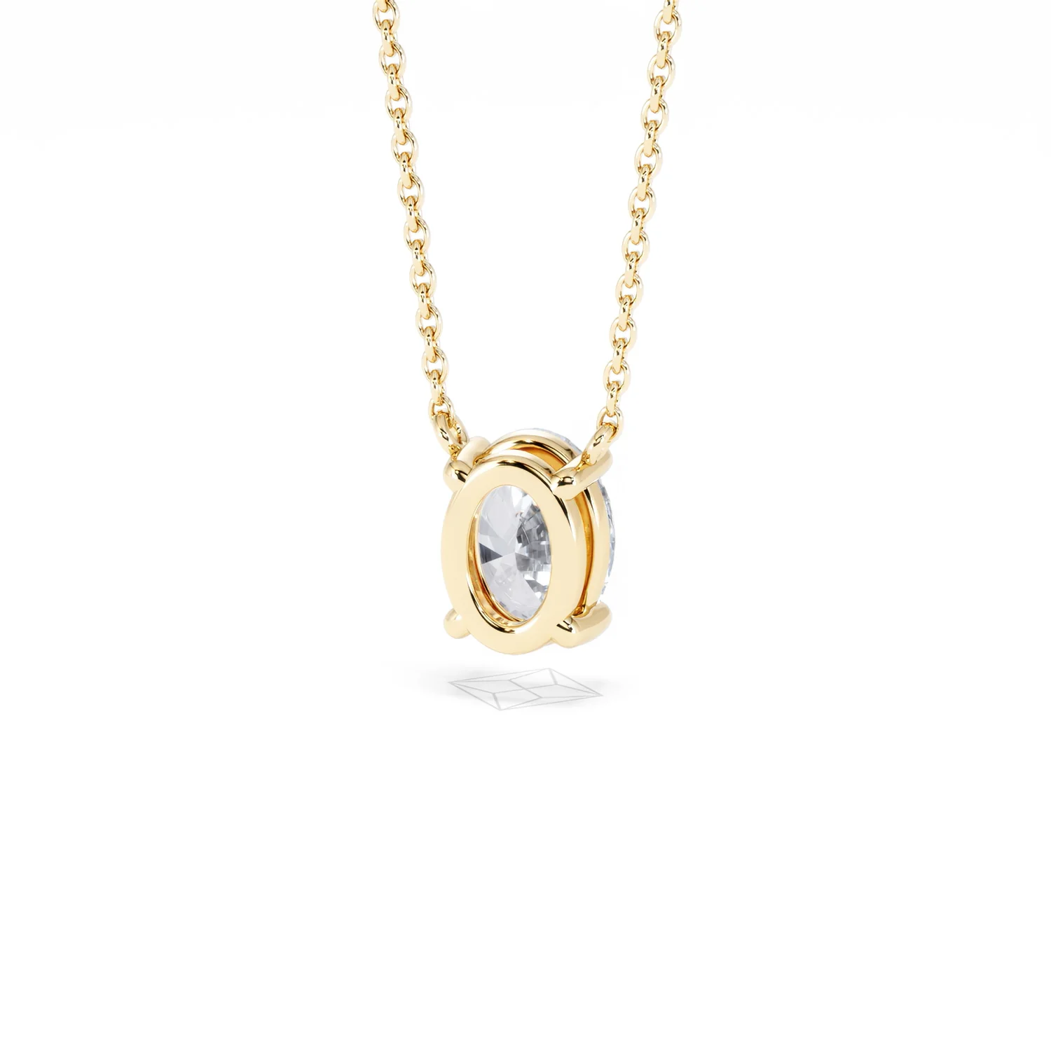 Wanderlust Floating Oval Cut Lab Diamond Solitaire Necklace 1.00ct H/SI in 9K Gold - Image 47