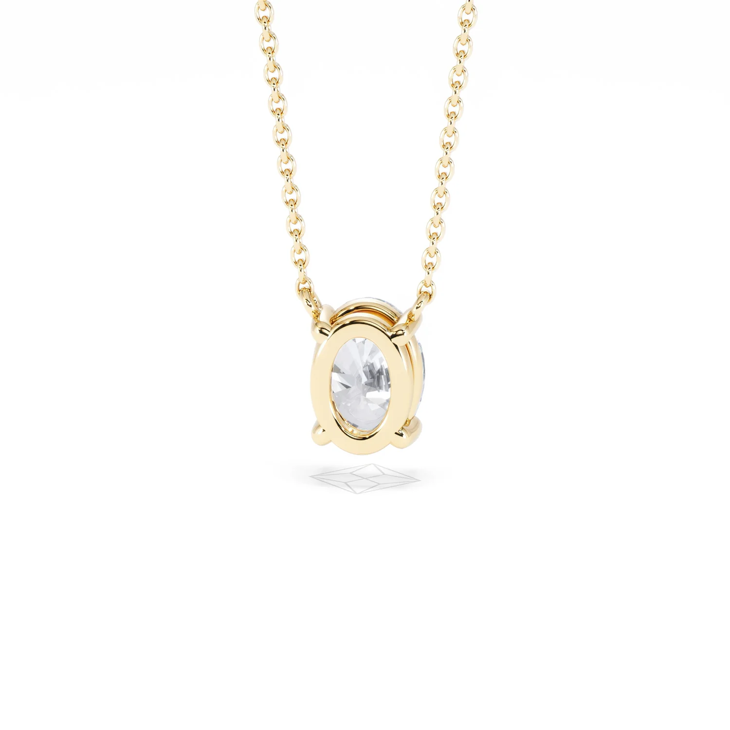 Wanderlust Floating Oval Cut Lab Diamond Solitaire Necklace 1.00ct H/SI in 9K Gold - Image 49
