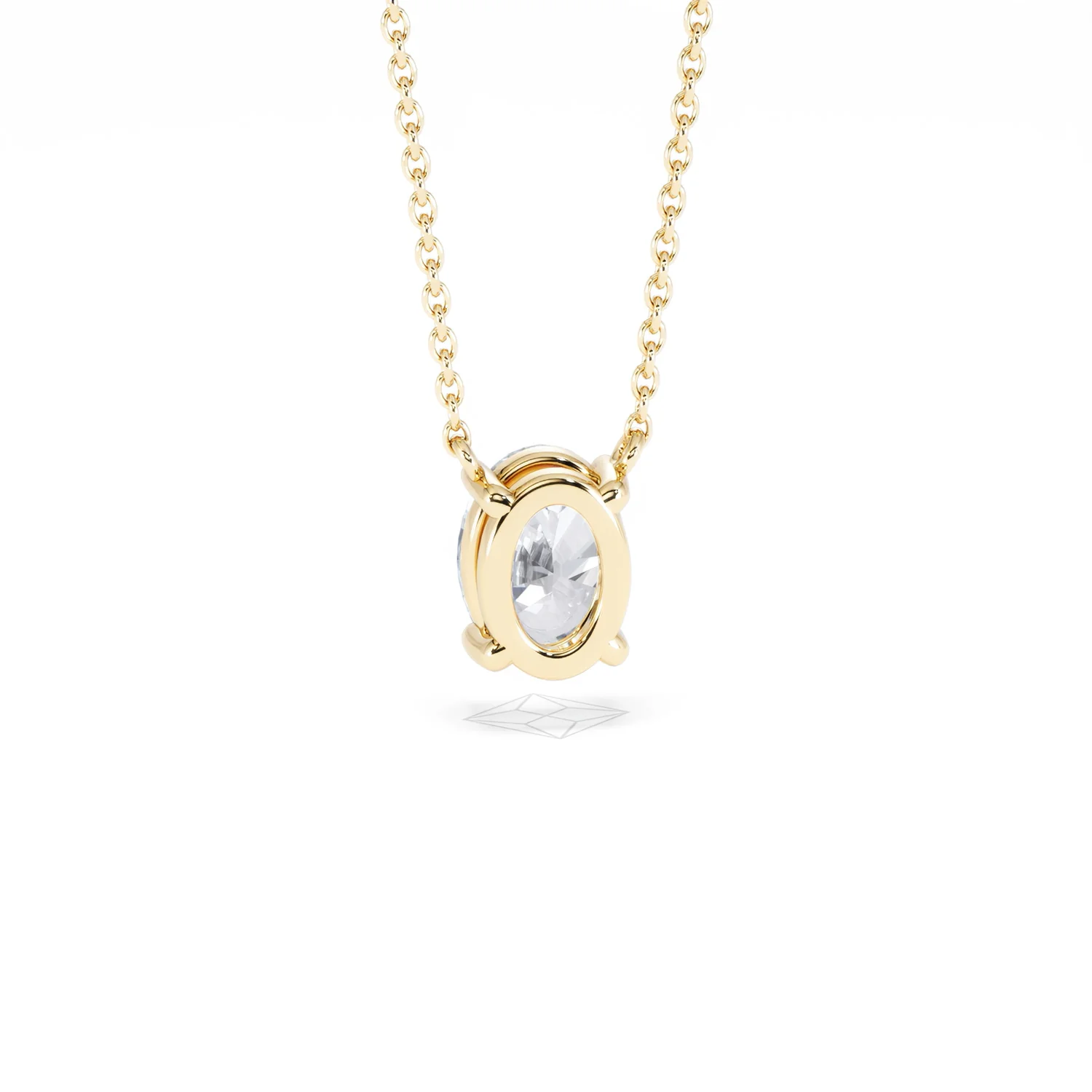Wanderlust Floating Oval Cut Lab Diamond Solitaire Necklace 1.00ct H/SI in 9K Gold - Image 53