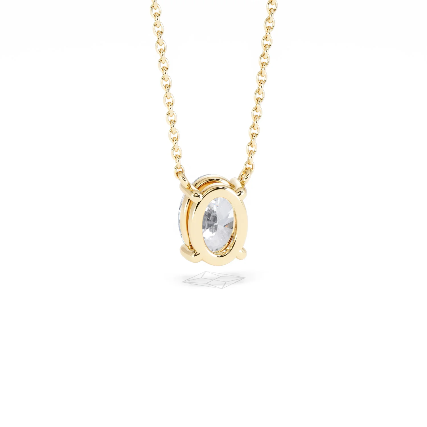 Wanderlust Floating Oval Cut Lab Diamond Solitaire Necklace 1.00ct H/SI in 9K Gold - Image 54