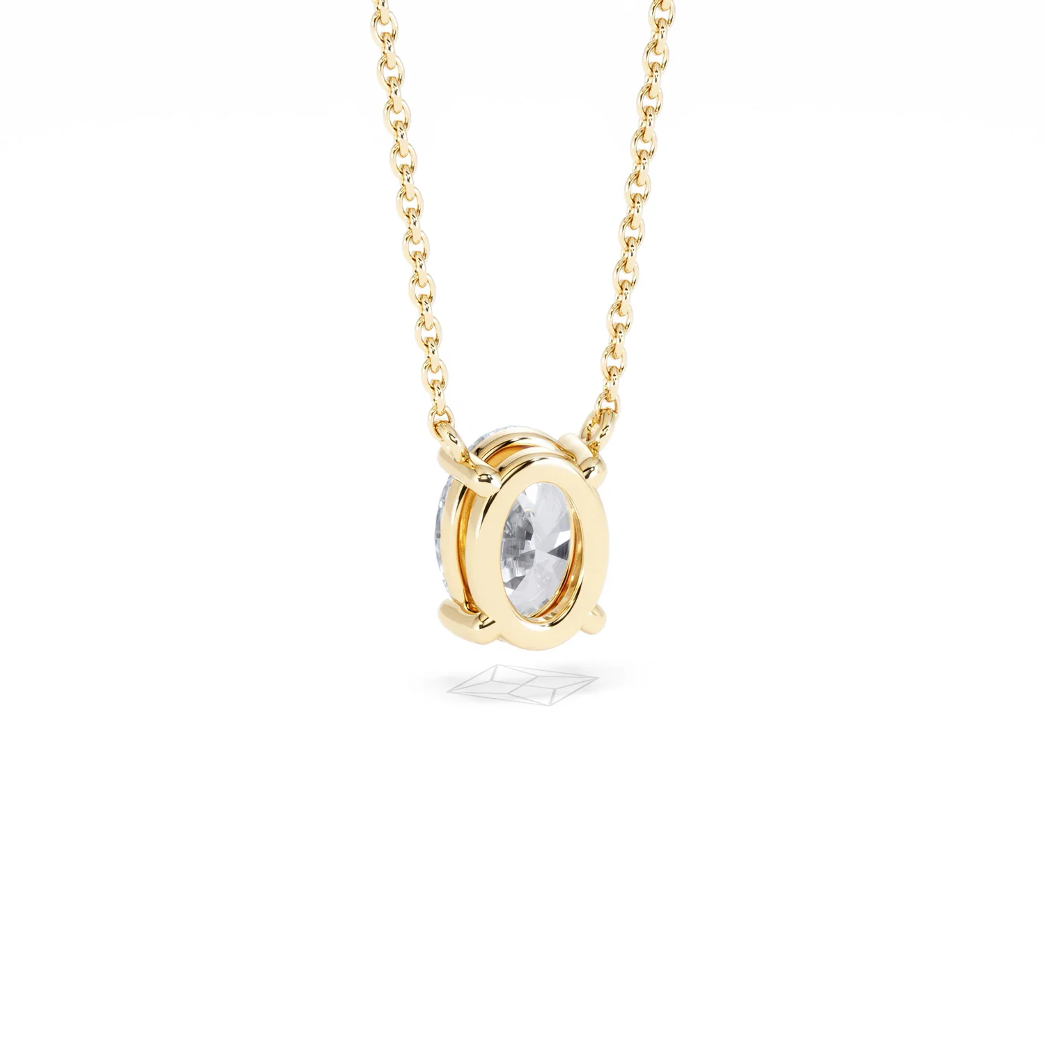 Wanderlust Floating Oval Cut Lab Diamond Solitaire Necklace 1.00ct H/SI in 9K Gold - Image 55