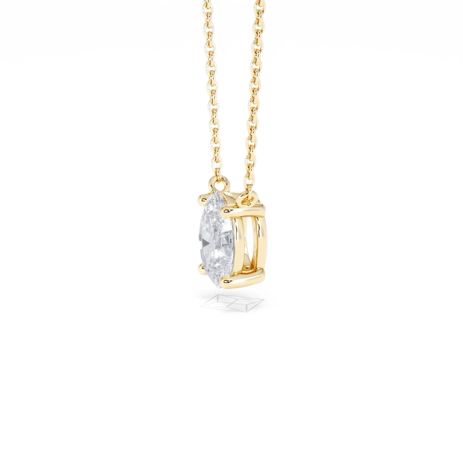 Wanderlust Floating Oval Cut Lab Diamond Solitaire Necklace 1.00ct H/SI in 9K Gold - Image 76