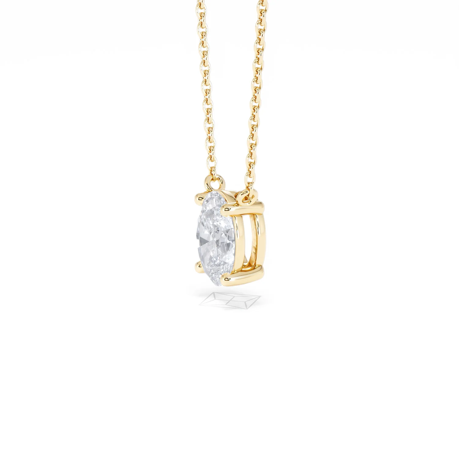 Wanderlust Floating Oval Cut Lab Diamond Solitaire Necklace 1.00ct H/SI in 9K Gold - Image 77