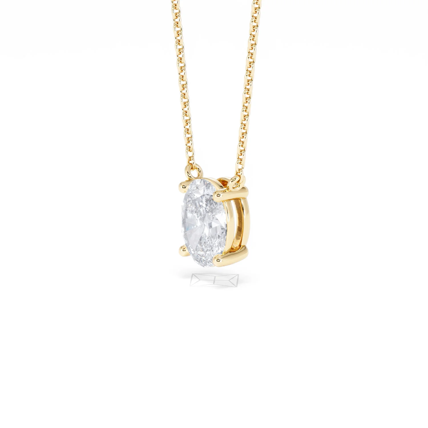 Wanderlust Floating Oval Cut Lab Diamond Solitaire Necklace 1.00ct H/SI in 9K Gold - Image 80