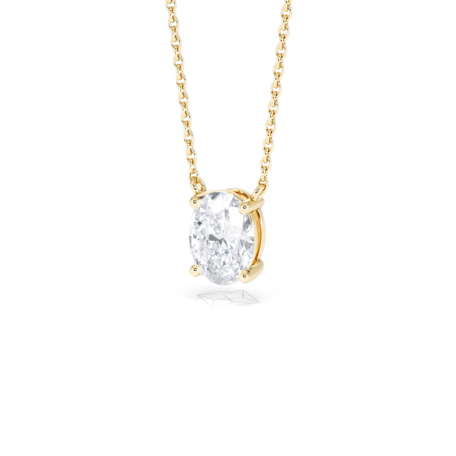 Wanderlust Floating Oval Cut Lab Diamond Solitaire Necklace 1.00ct H/SI in 9K Gold - Image 85