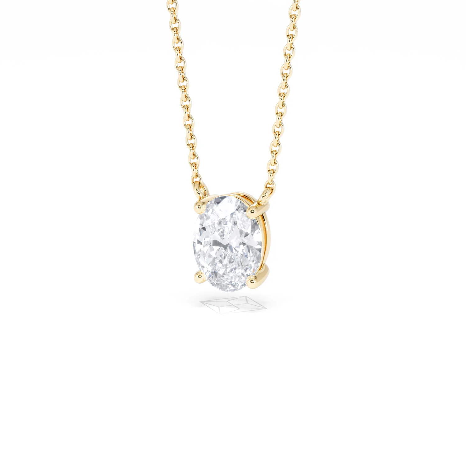 Wanderlust Floating Oval Cut Lab Diamond Solitaire Necklace 1.00ct H/SI in 9K Gold - Image 86