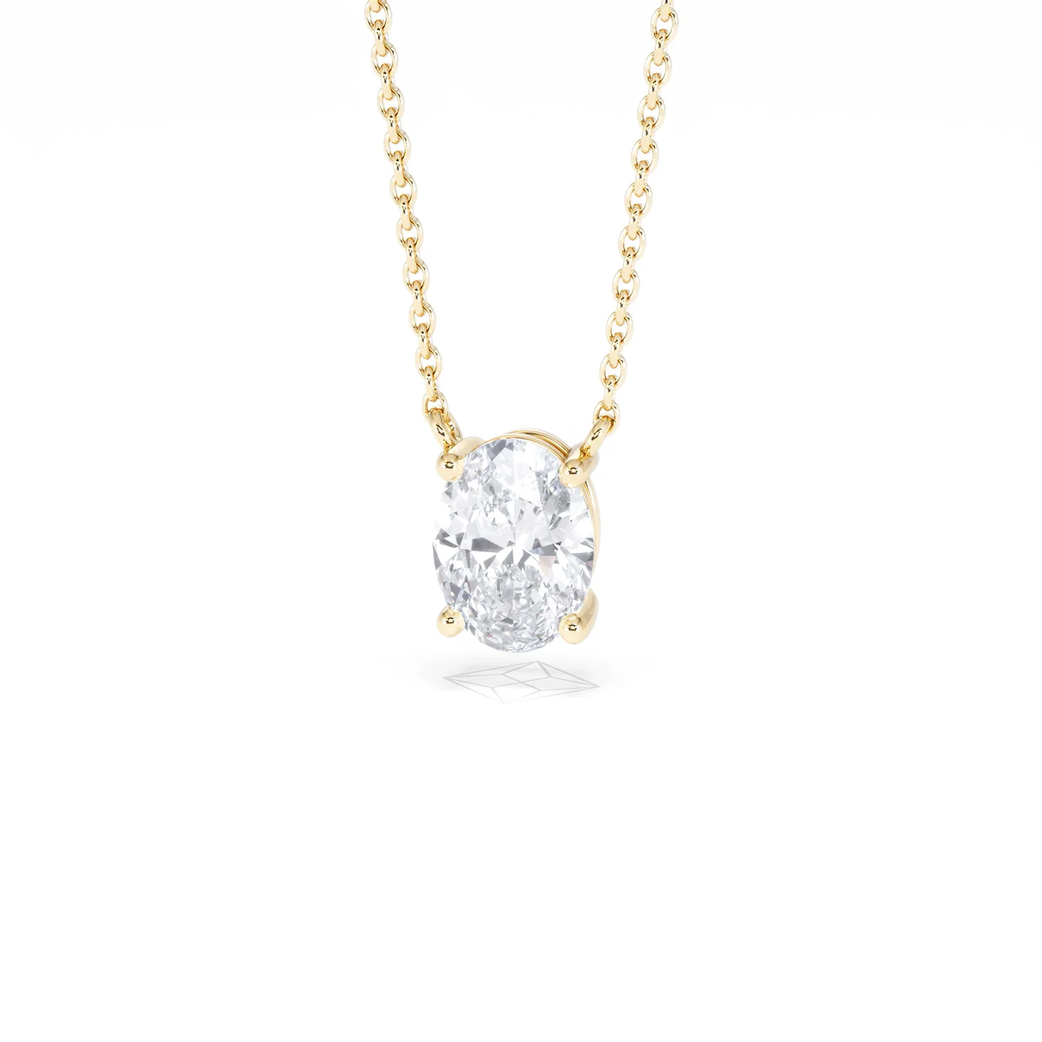 Wanderlust Floating Oval Cut Lab Diamond Solitaire Necklace 1.00ct H/SI in 9K Gold - Image 88