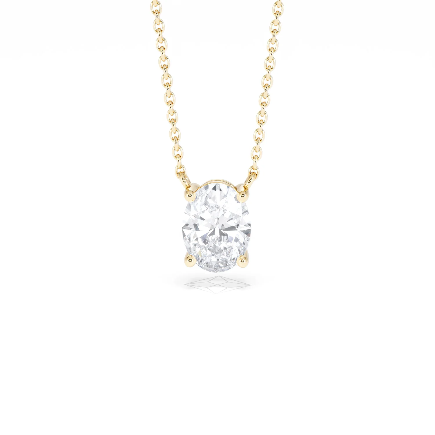 Wanderlust Floating Oval Cut Lab Diamond Solitaire Necklace 1.00ct H/SI in 9K Gold - Image 90