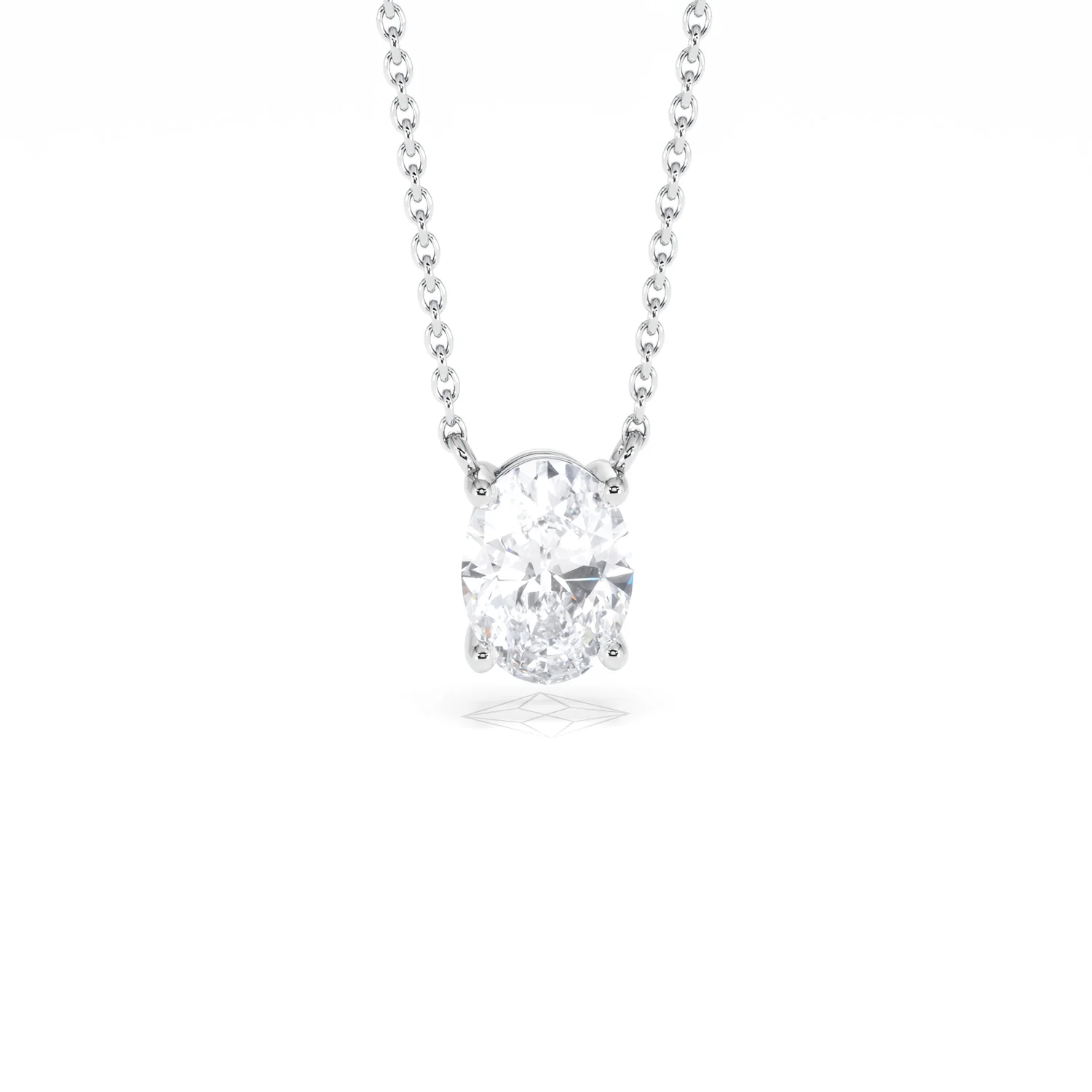 Wanderlust Floating Oval Cut Lab Diamond Solitaire Necklace 1.00ct H/SI in 9K White Gold - Image 11