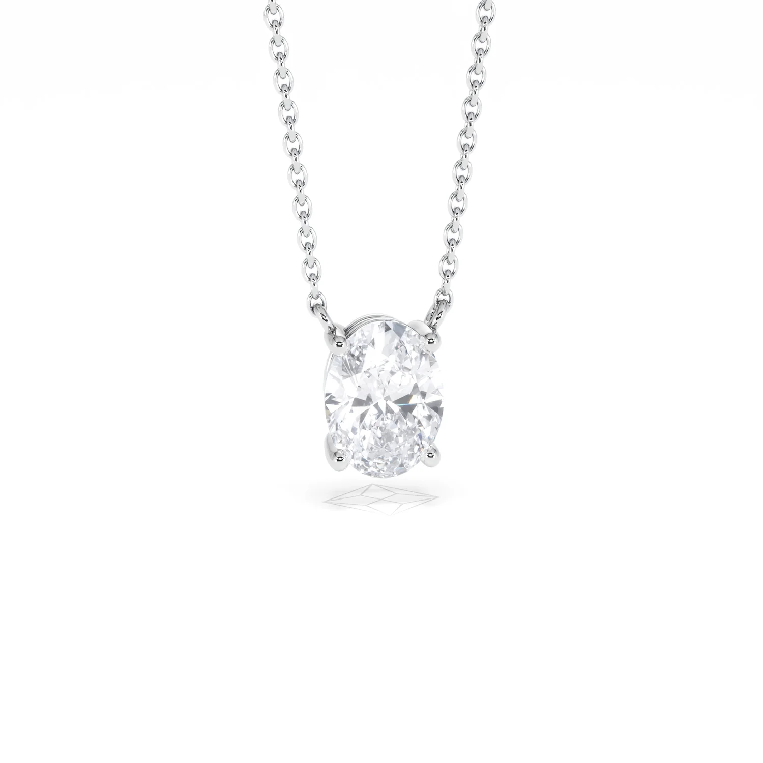 Wanderlust Floating Oval Cut Lab Diamond Solitaire Necklace 1.00ct H/SI in 9K White Gold - Image 12