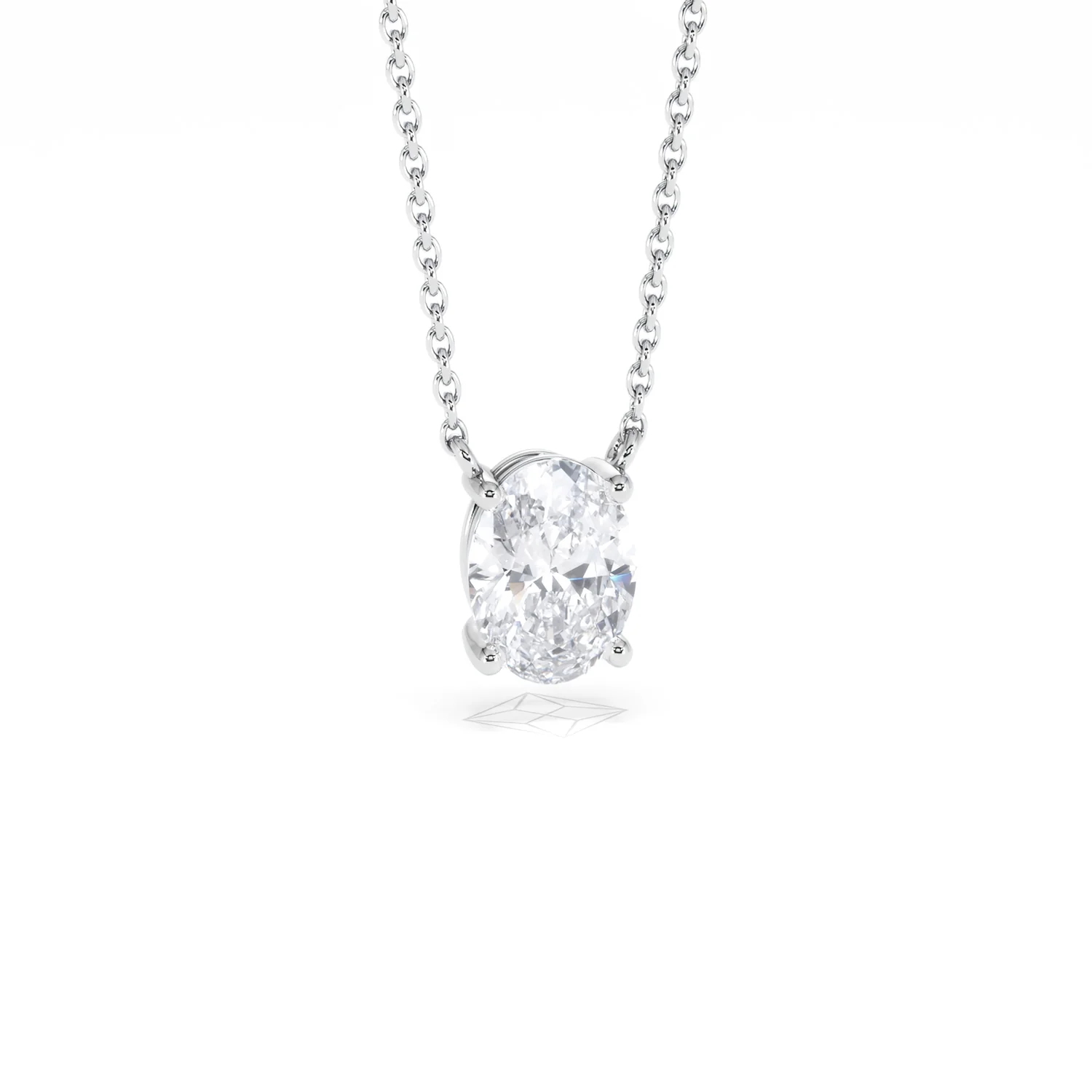 Wanderlust Floating Oval Cut Lab Diamond Solitaire Necklace 1.00ct H/SI in 9K White Gold - Image 13