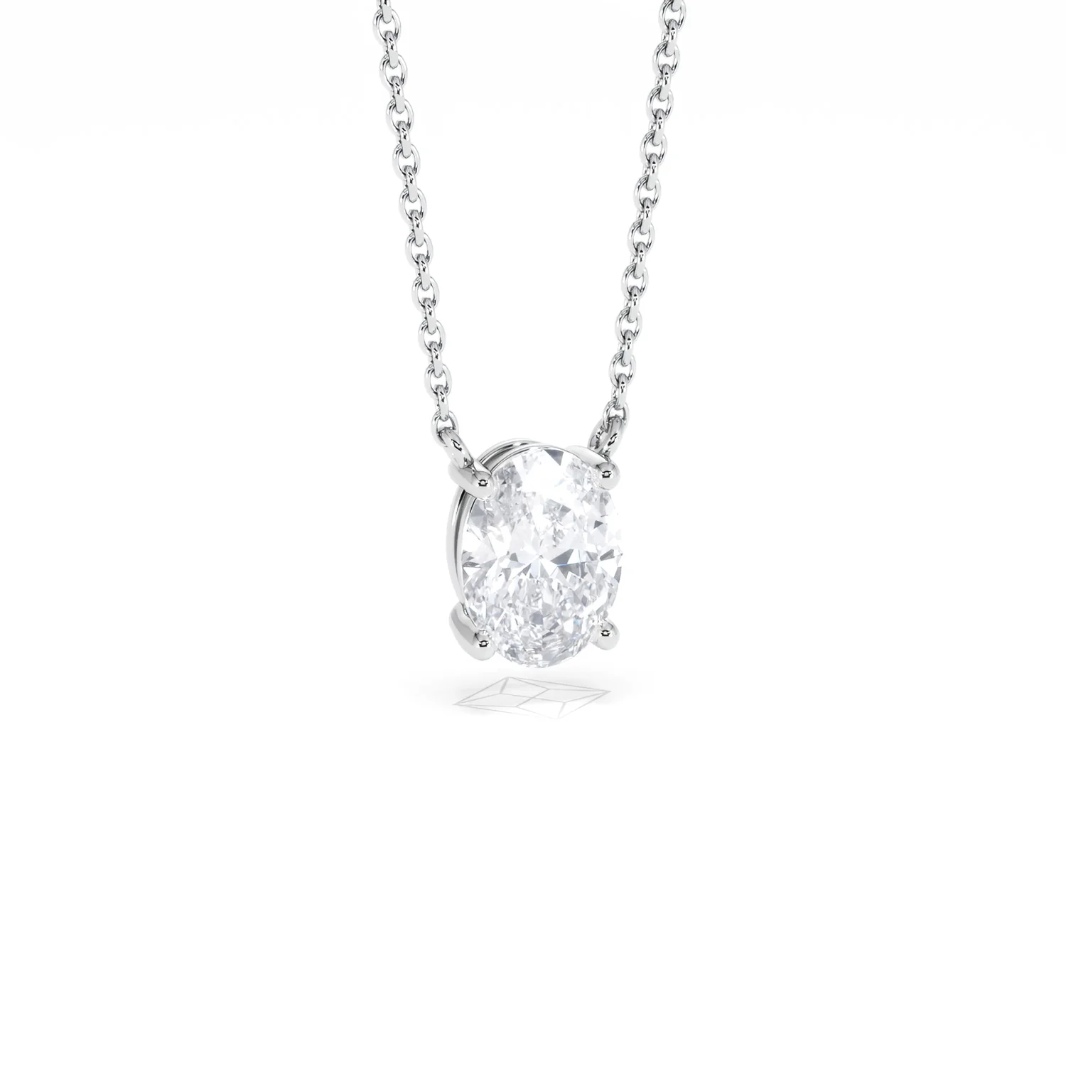 Wanderlust Floating Oval Cut Lab Diamond Solitaire Necklace 1.00ct H/SI in 9K White Gold - Image 14