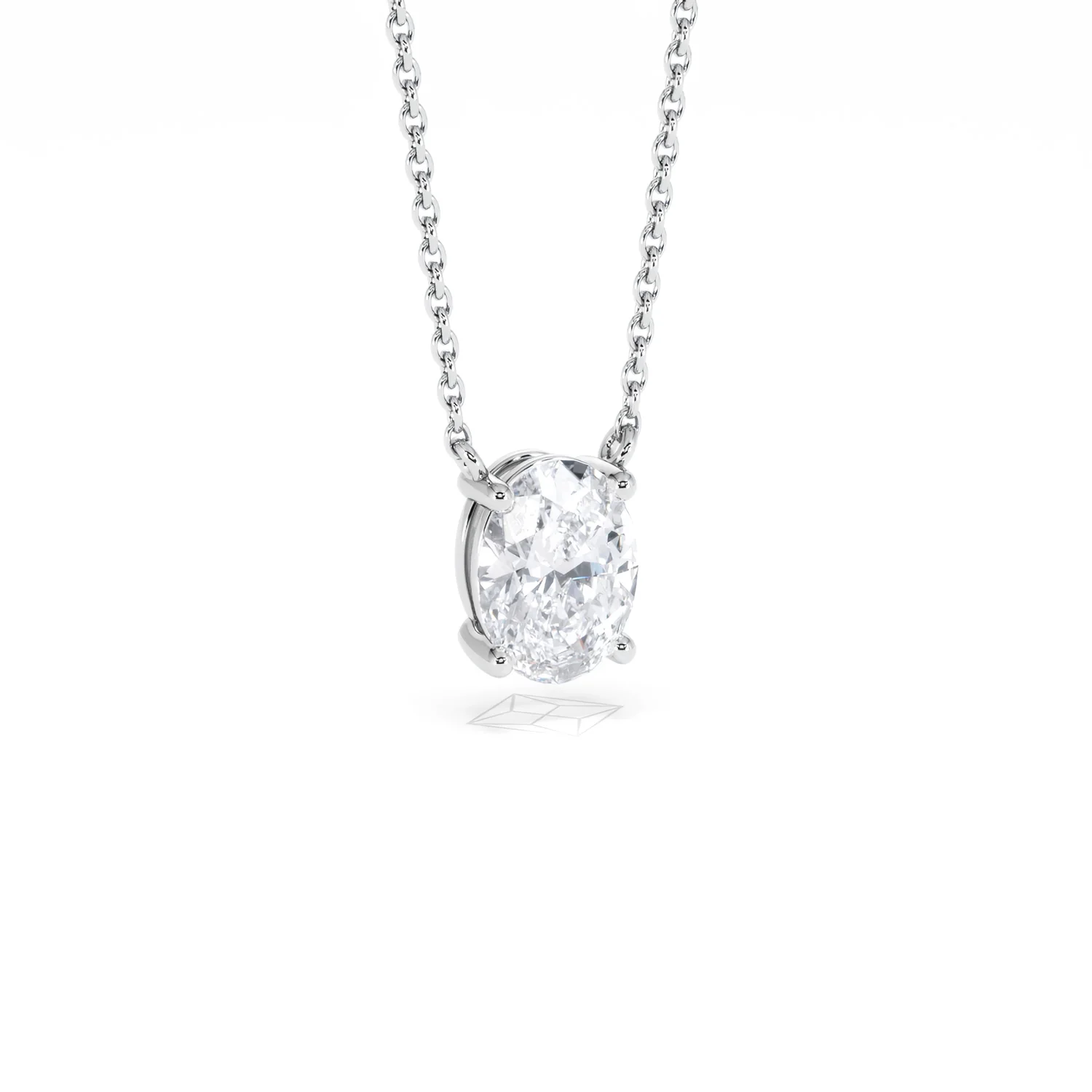 Wanderlust Floating Oval Cut Lab Diamond Solitaire Necklace 1.00ct H/SI in 9K White Gold - Image 15