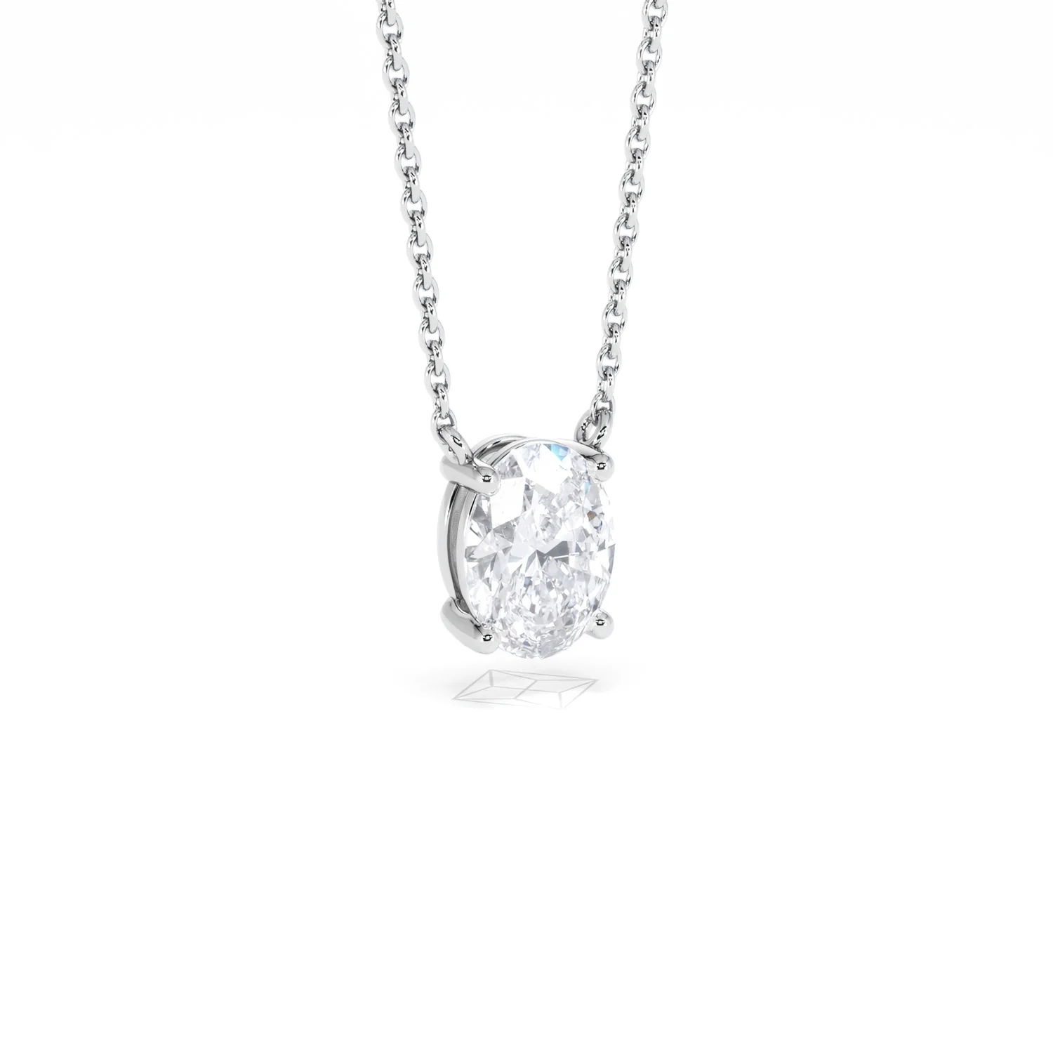 Wanderlust Floating Oval Cut Lab Diamond Solitaire Necklace 1.00ct H/SI in 9K White Gold - Image 16