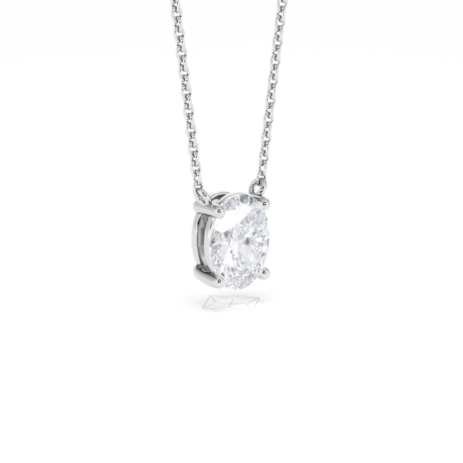 Wanderlust Floating Oval Cut Lab Diamond Solitaire Necklace 1.00ct H/SI in 9K White Gold - Image 18