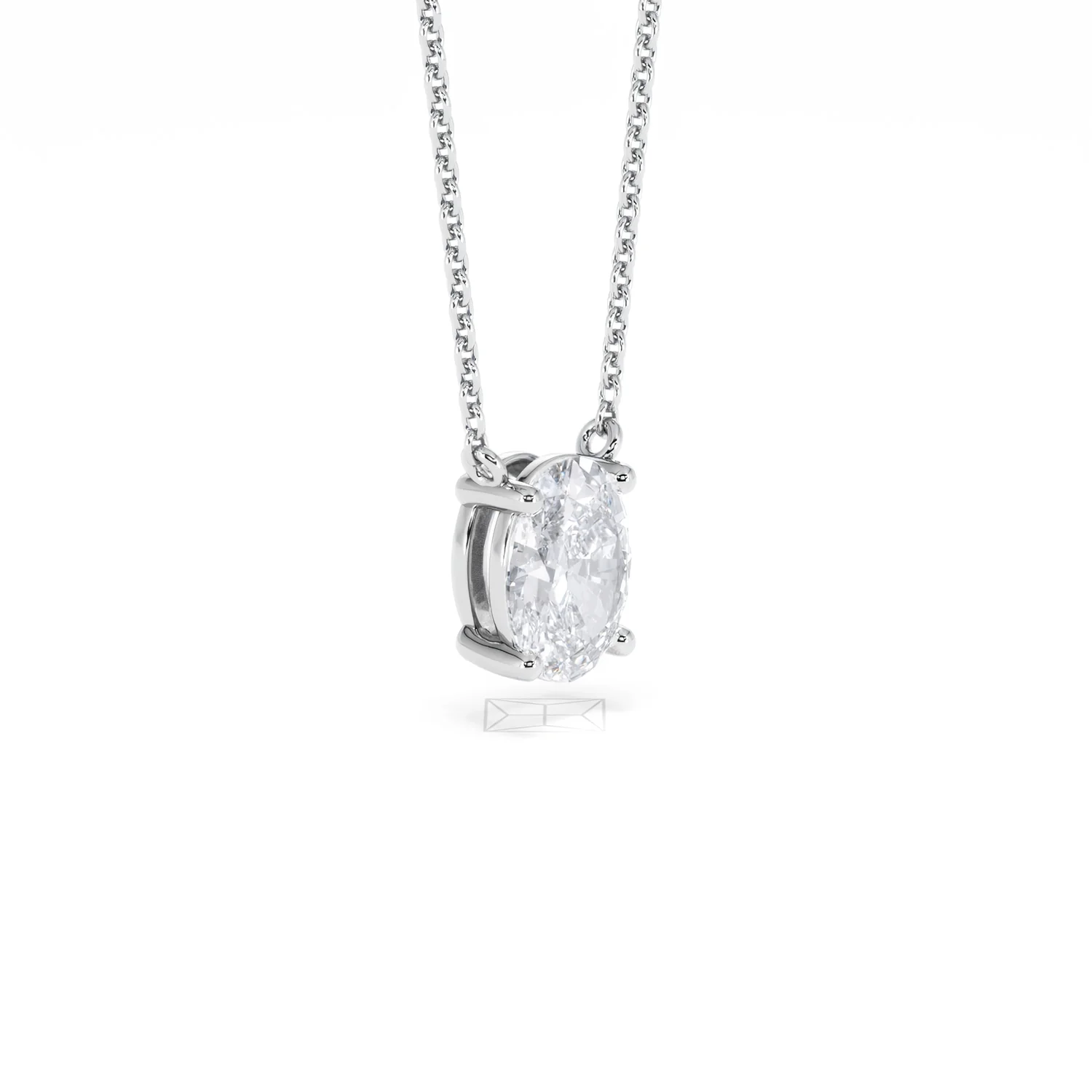 Wanderlust Floating Oval Cut Lab Diamond Solitaire Necklace 1.00ct H/SI in 9K White Gold - Image 20