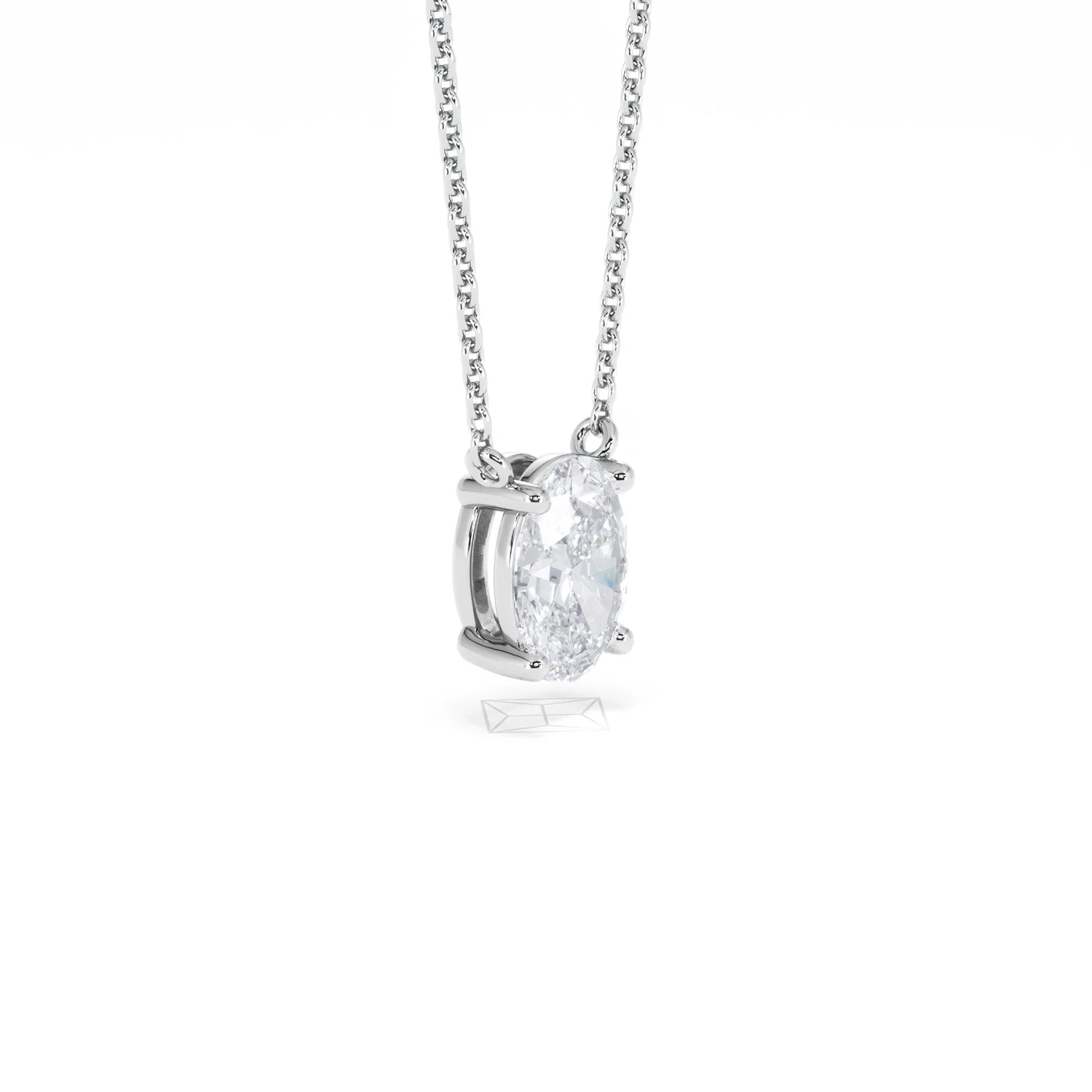 Wanderlust Floating Oval Cut Lab Diamond Solitaire Necklace 1.00ct H/SI in 9K White Gold - Image 21