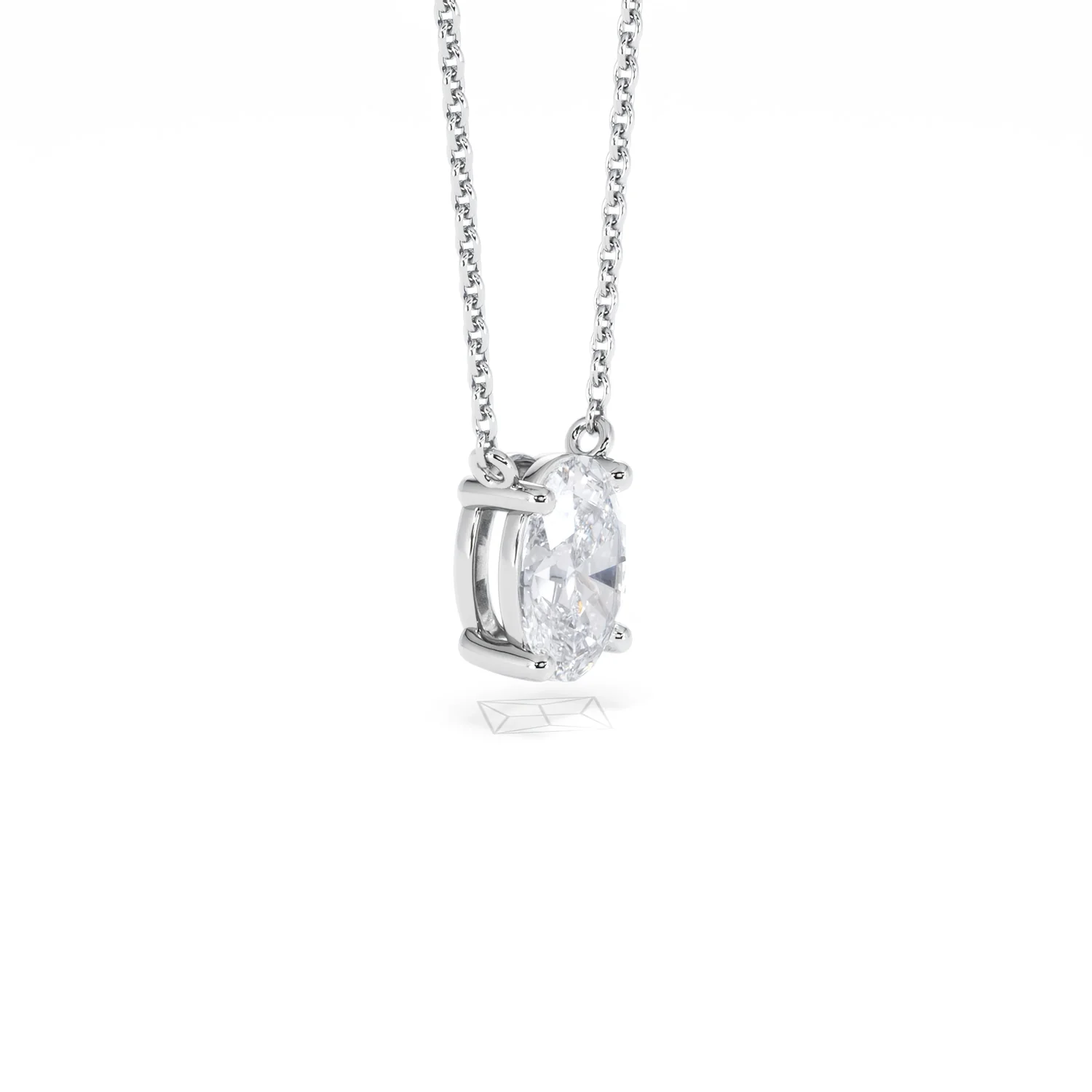Wanderlust Floating Oval Cut Lab Diamond Solitaire Necklace 1.00ct H/SI in 9K White Gold - Image 22