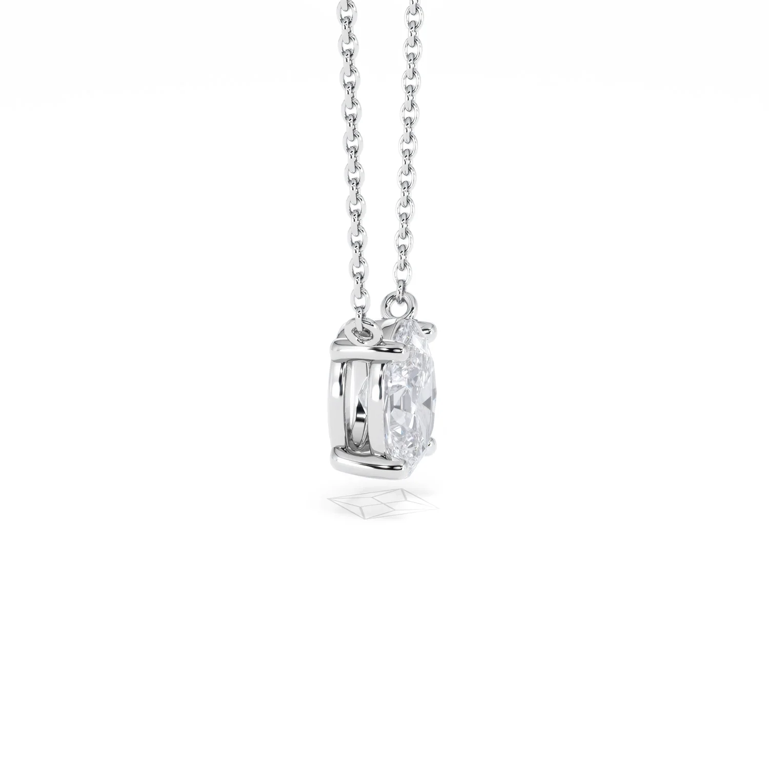 Wanderlust Floating Oval Cut Lab Diamond Solitaire Necklace 1.00ct H/SI in 9K White Gold - Image 26