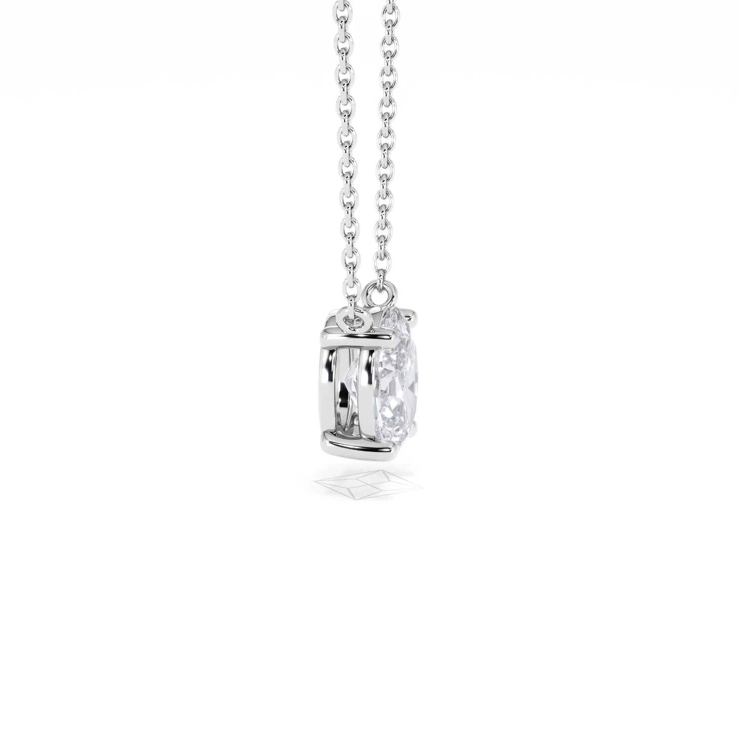 Wanderlust Floating Oval Cut Lab Diamond Solitaire Necklace 1.00ct H/SI in 9K White Gold - Image 27