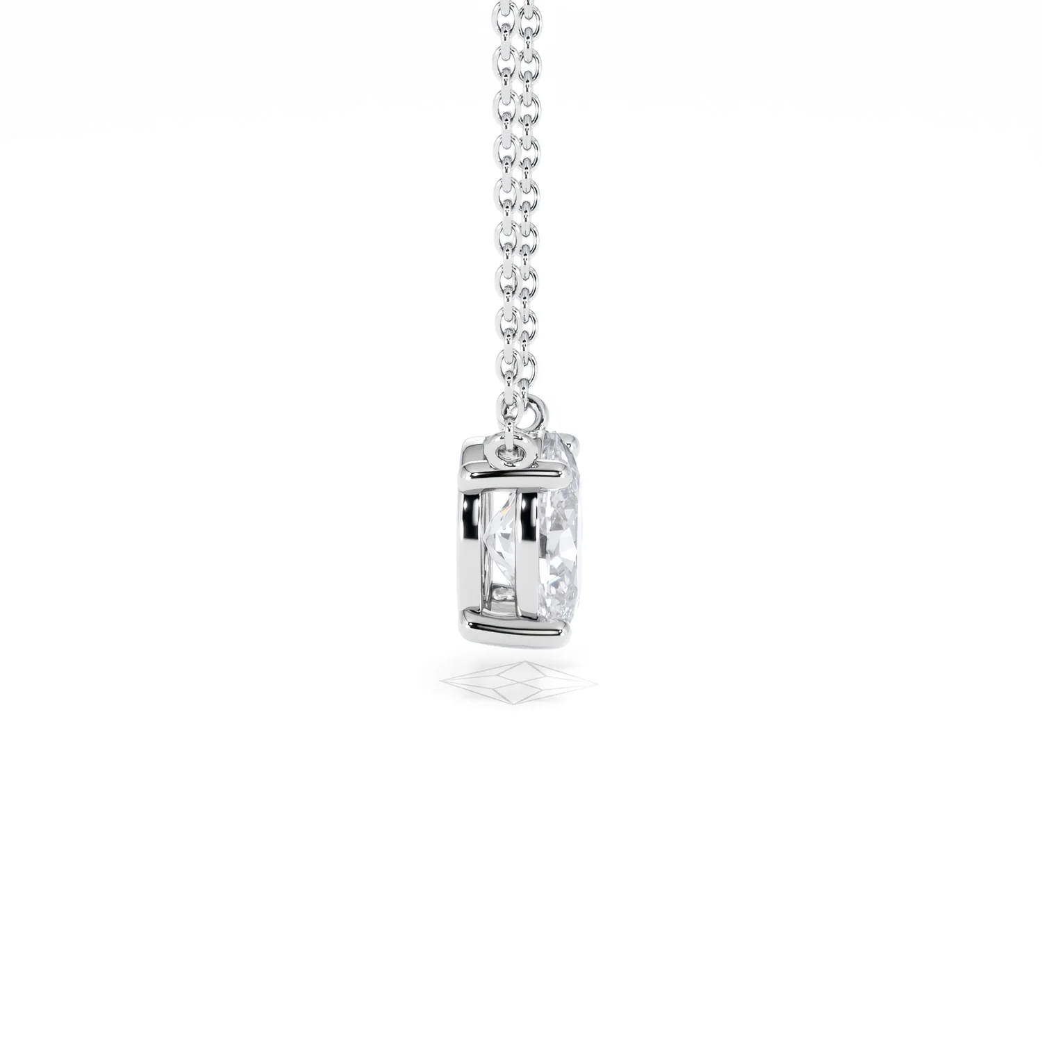 Wanderlust Floating Oval Cut Lab Diamond Solitaire Necklace 1.00ct H/SI in 9K White Gold - Image 29