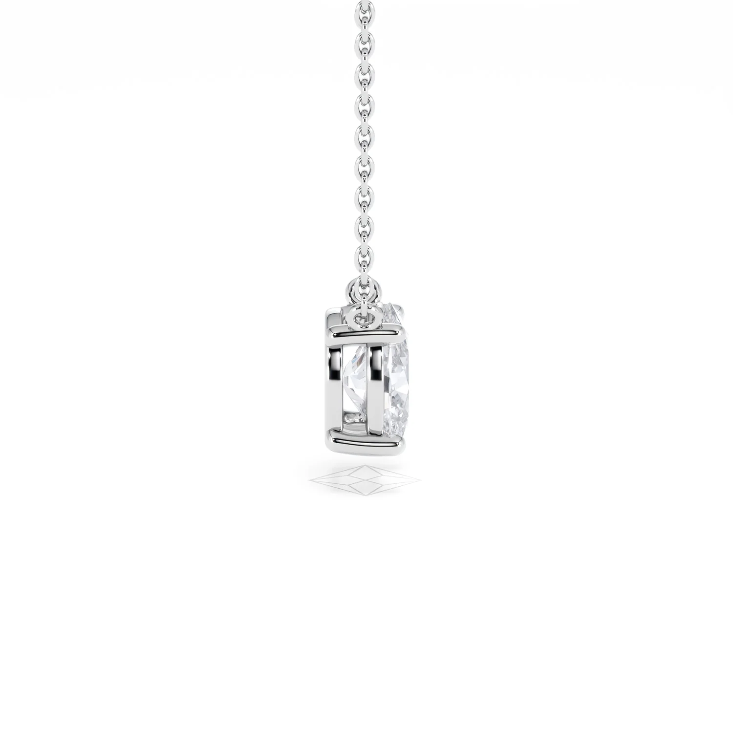 Wanderlust Floating Oval Cut Lab Diamond Solitaire Necklace 1.00ct H/SI in 9K White Gold - Image 30