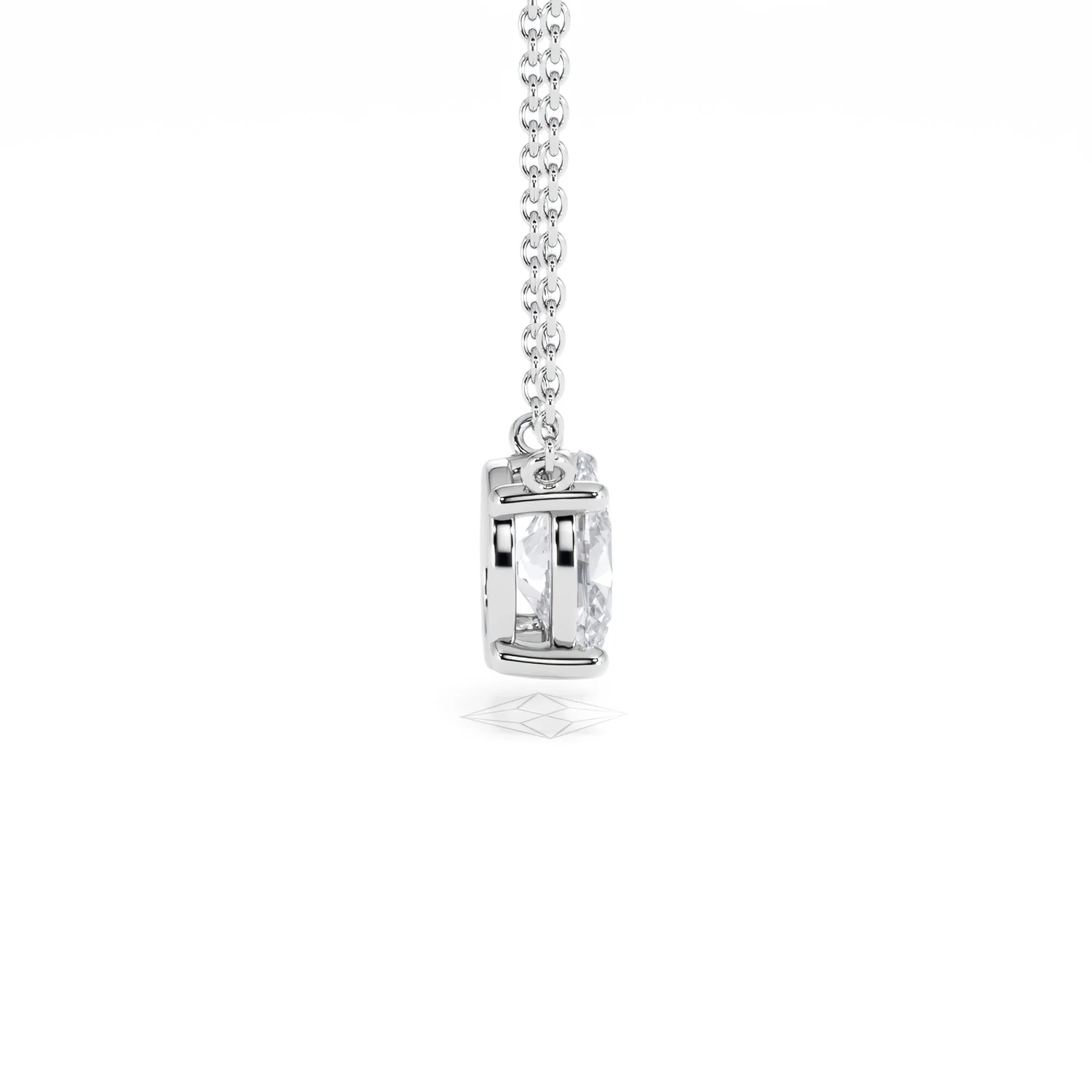 Wanderlust Floating Oval Cut Lab Diamond Solitaire Necklace 1.00ct H/SI in 9K White Gold - Image 31