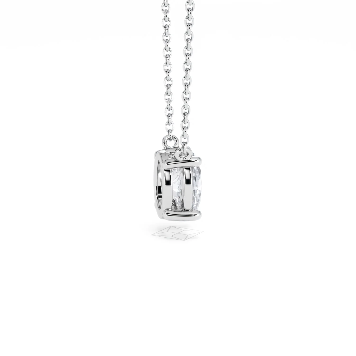 Wanderlust Floating Oval Cut Lab Diamond Solitaire Necklace 1.00ct H/SI in 9K White Gold - Image 33
