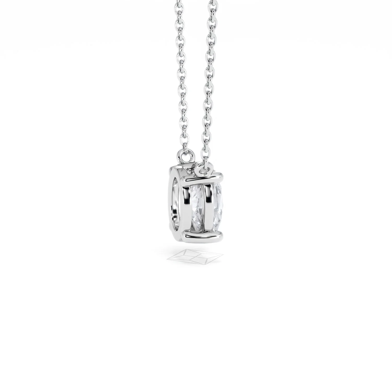 Wanderlust Floating Oval Cut Lab Diamond Solitaire Necklace 1.00ct H/SI in 9K White Gold - Image 34