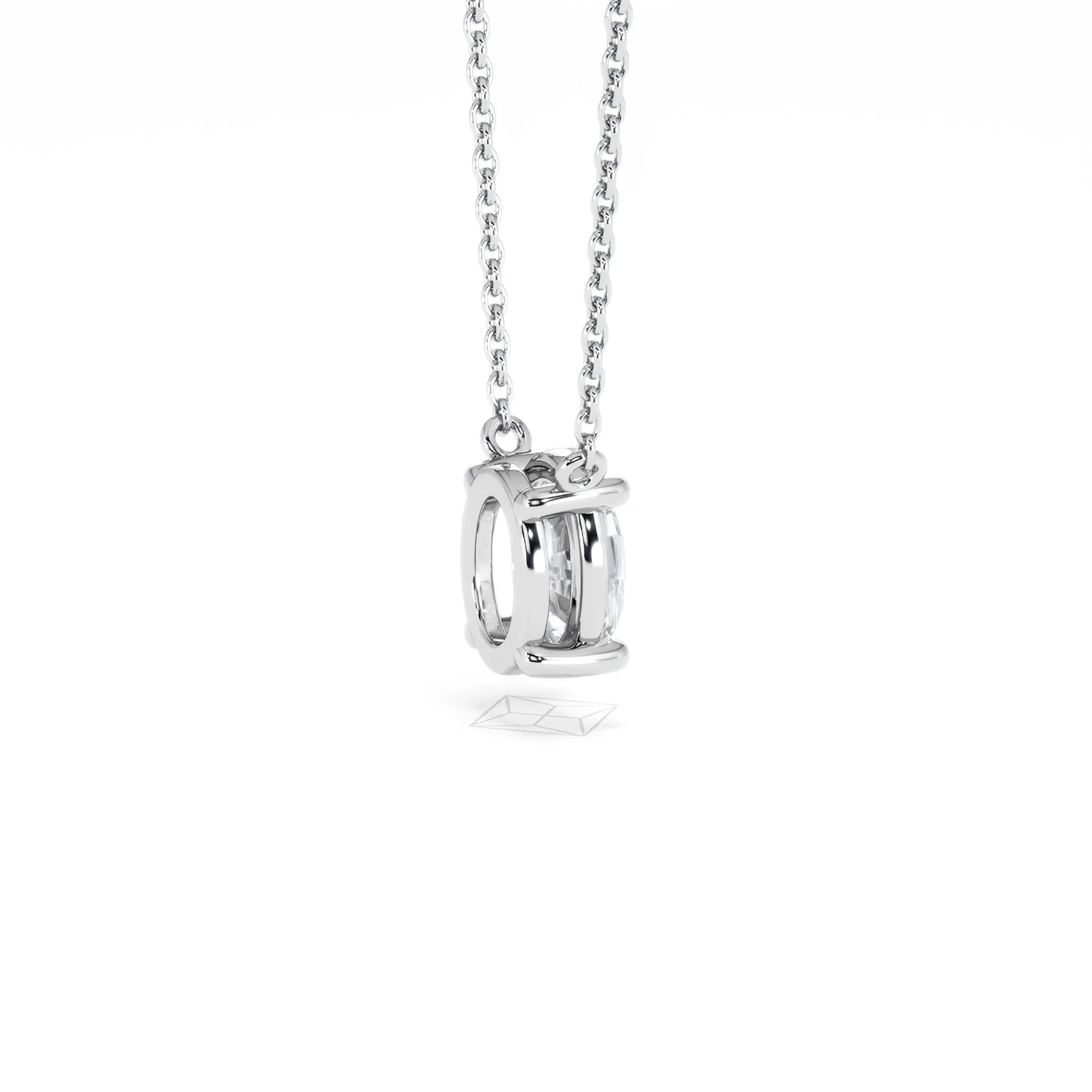 Wanderlust Floating Oval Cut Lab Diamond Solitaire Necklace 1.00ct H/SI in 9K White Gold - Image 36