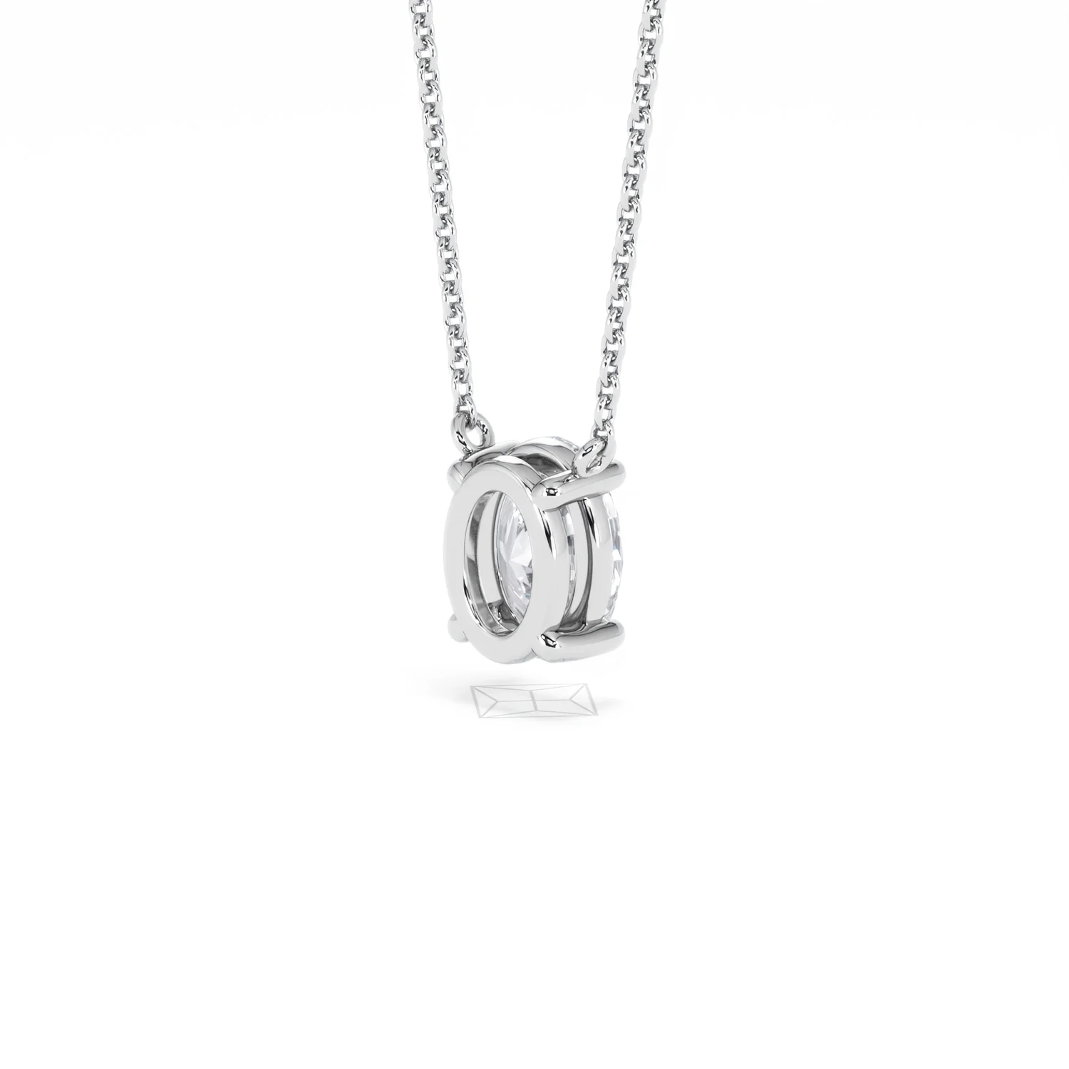 Wanderlust Floating Oval Cut Lab Diamond Solitaire Necklace 1.00ct H/SI in 9K White Gold - Image 41