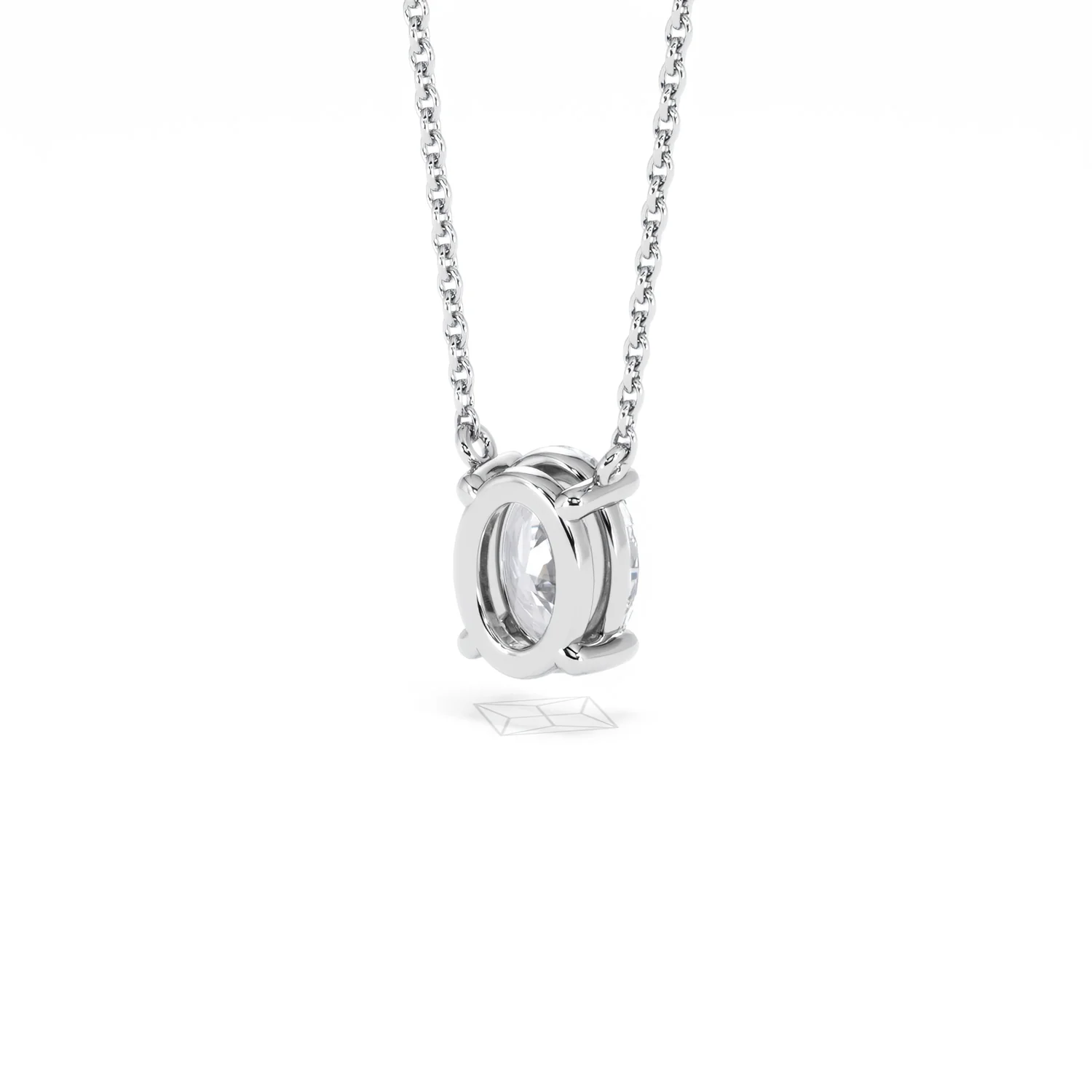 Wanderlust Floating Oval Cut Lab Diamond Solitaire Necklace 1.00ct H/SI in 9K White Gold - Image 43