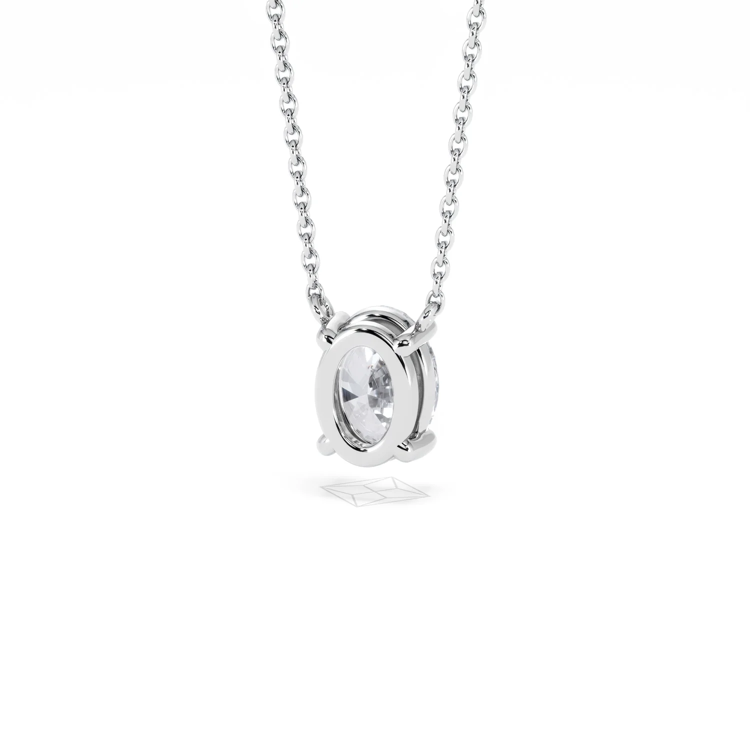 Wanderlust Floating Oval Cut Lab Diamond Solitaire Necklace 1.00ct H/SI in 9K White Gold - Image 46
